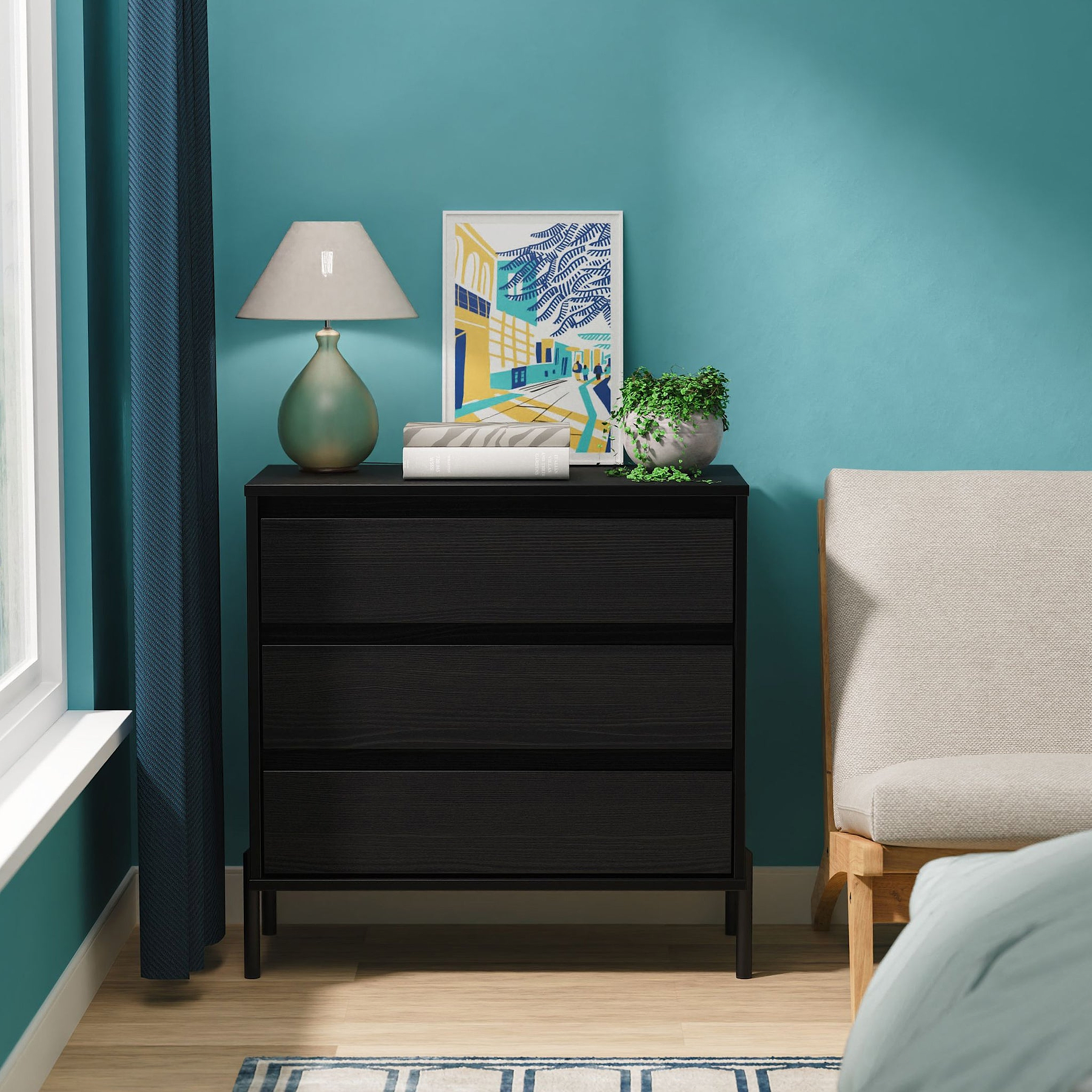 Axton 3 Drawer Chest Black Ash from Roseland Furniture