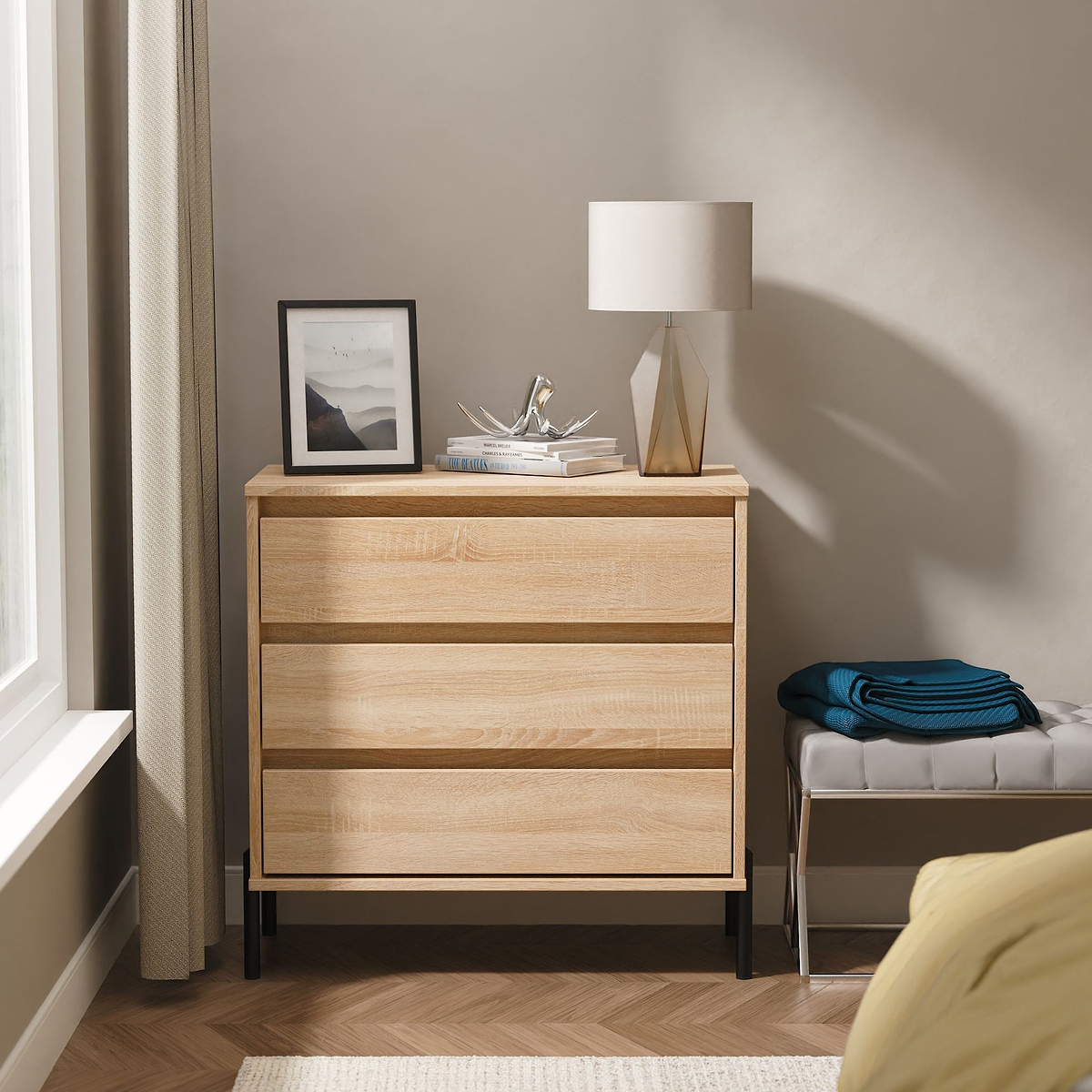 Axton 3 Drawer Chest Oak from Roseland Furniture