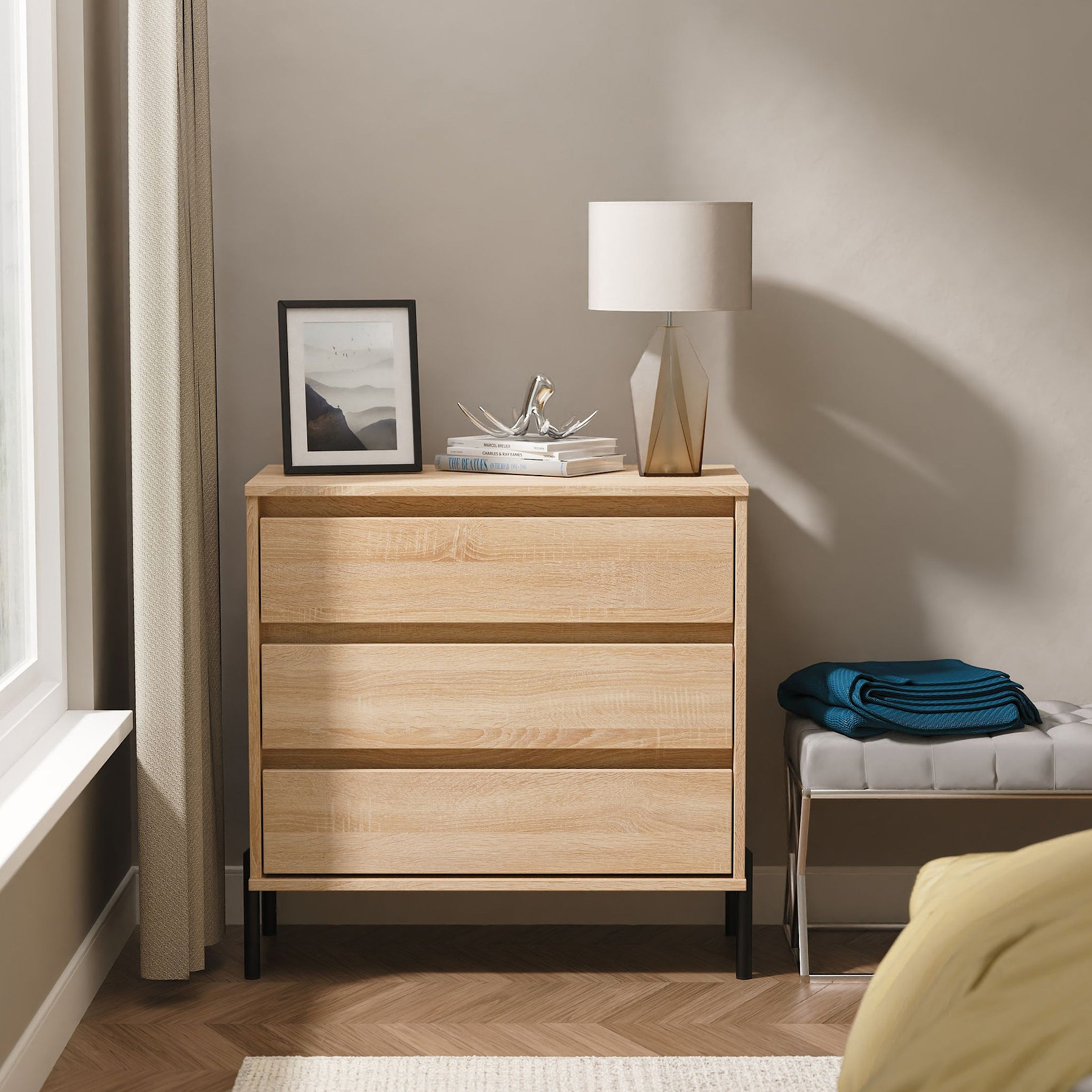 Axton 3 Drawer Chest Oak from Roseland Furniture
