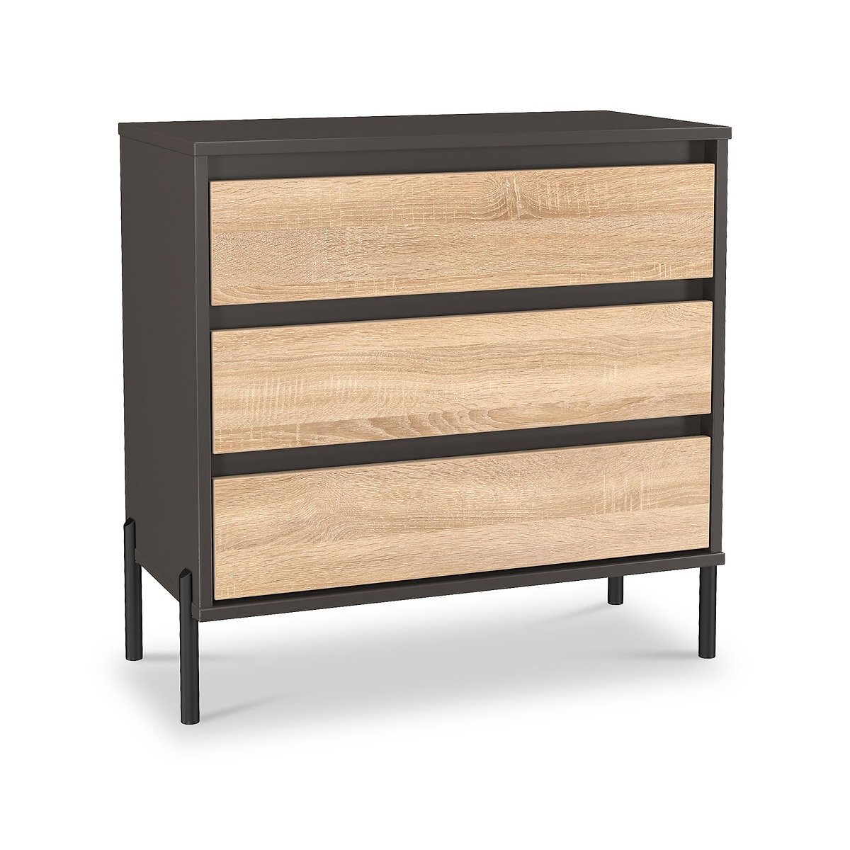 Axton 3 Drawer Chest Oak Graphite from Roseland Furniture