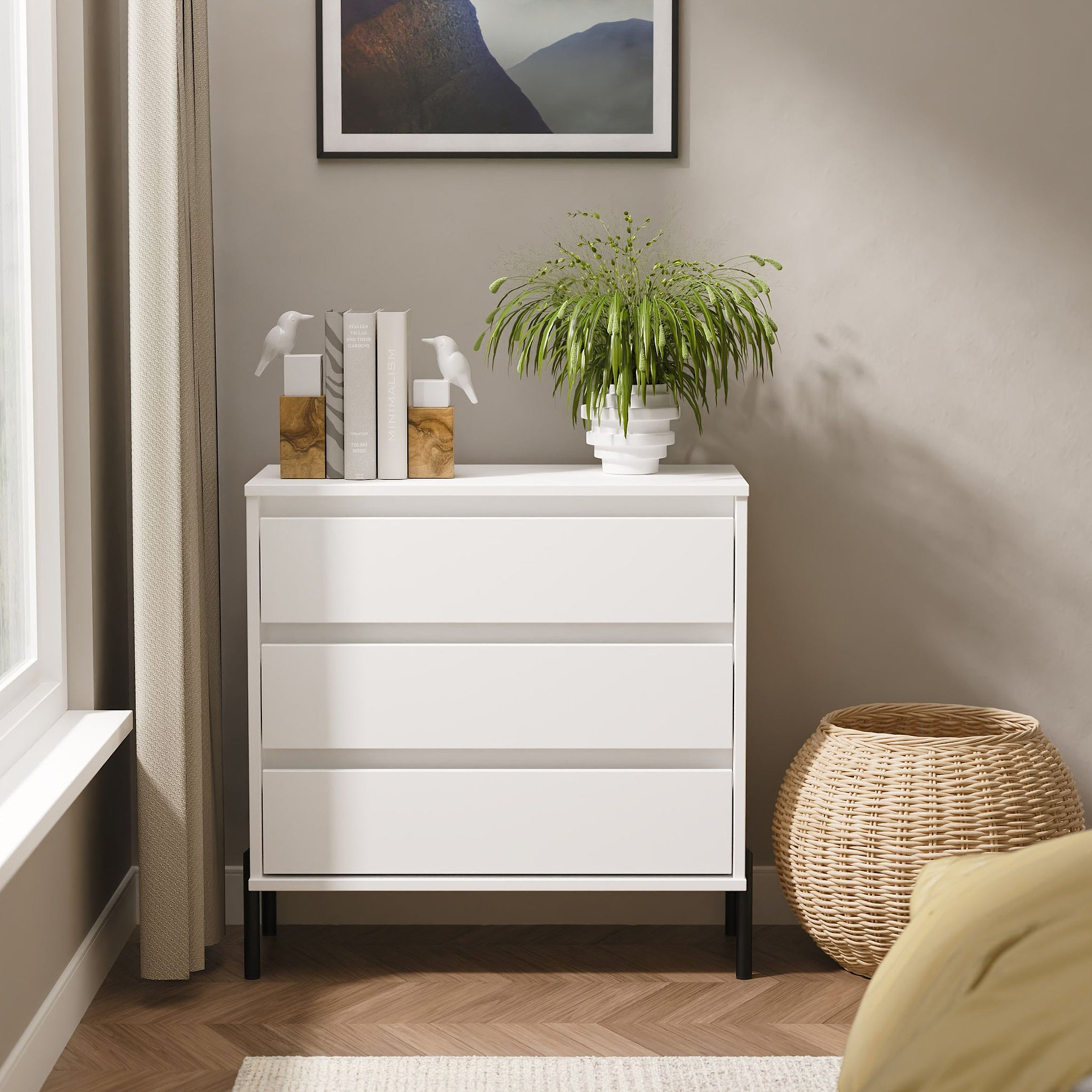 Axton 3 Drawer Chest White Matt from Roseland Furniture