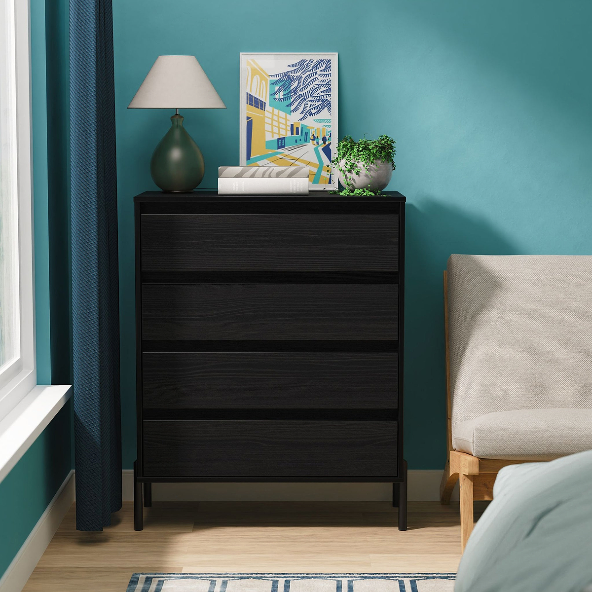 Axton 4 Drawer Chest Black Ash from Roseland Furniture