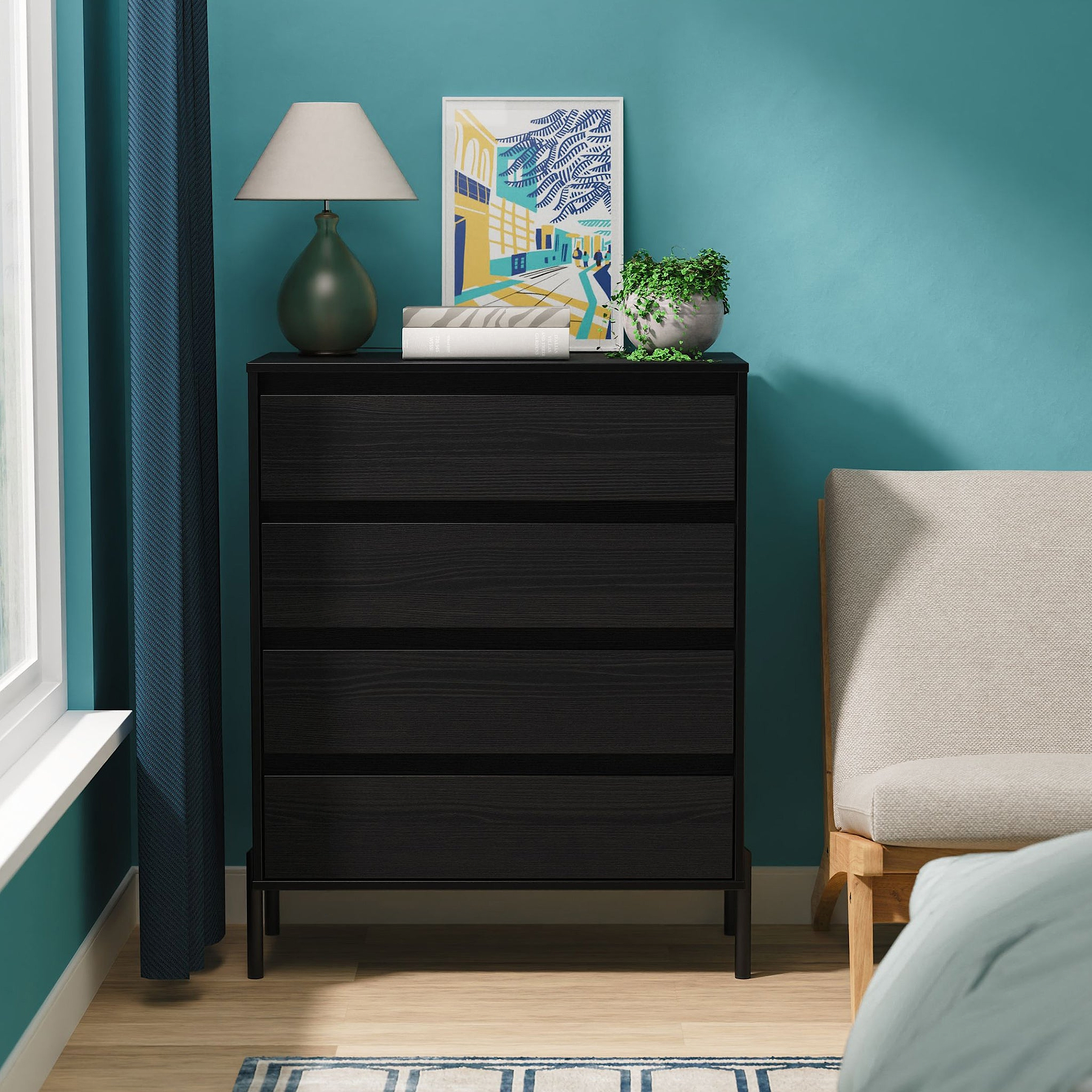Axton 4 Drawer Chest Black Ash from Roseland Furniture