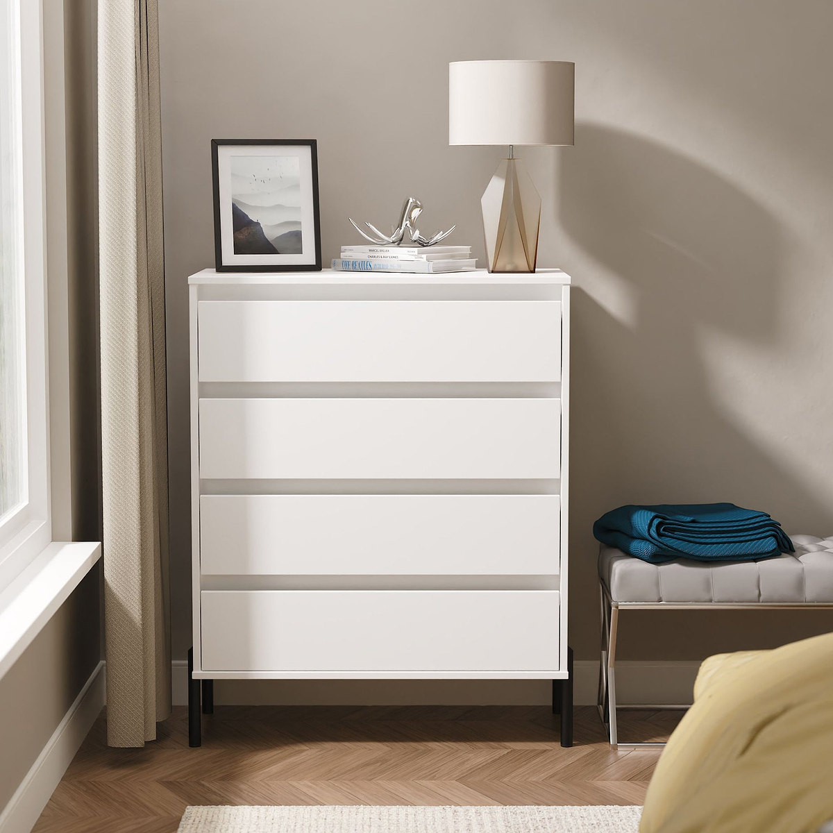 Axton 4 Drawer Chest White Matt from Roseland Furniture