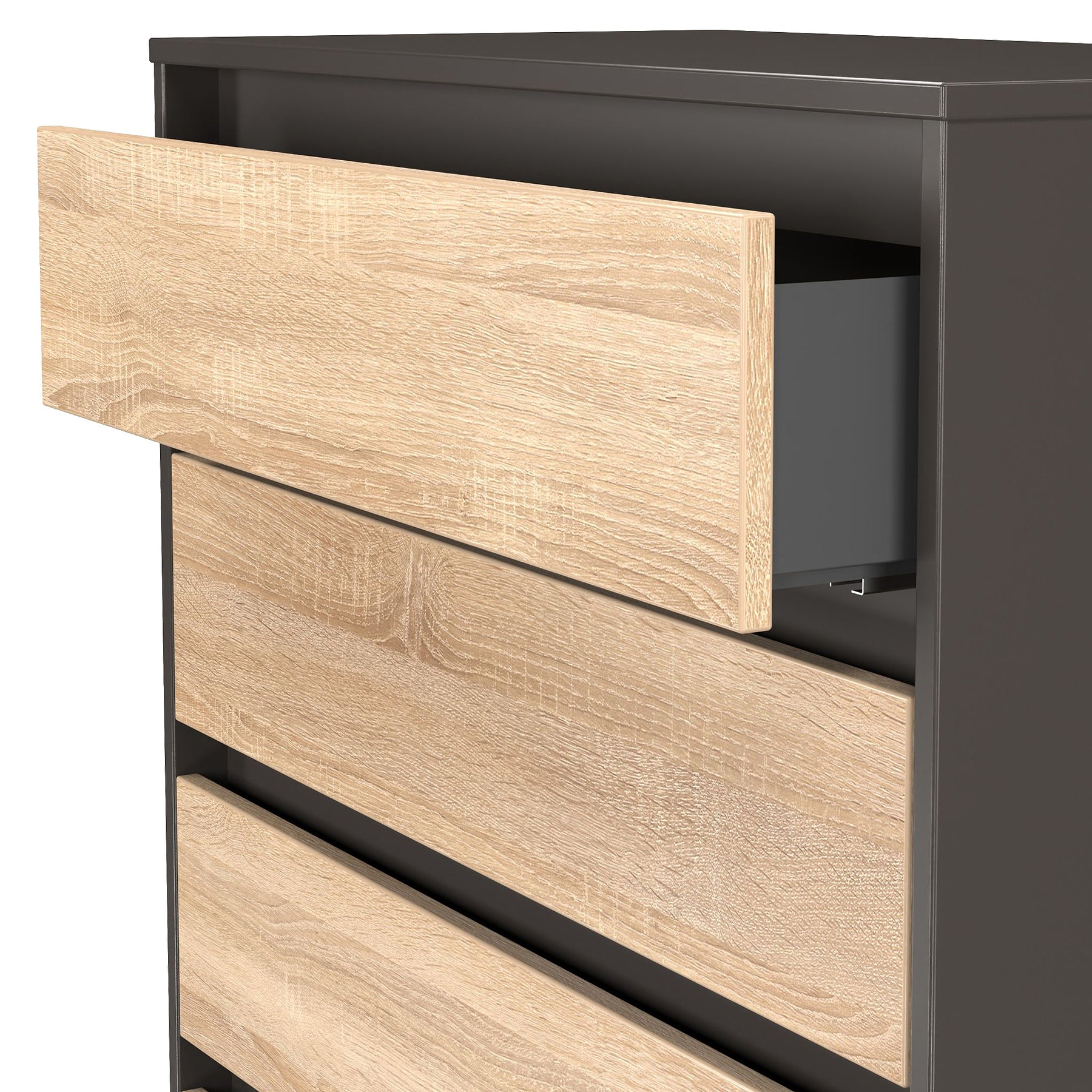 Axton 5 Drawer Chest Oak Graphite from Roseland Furniture