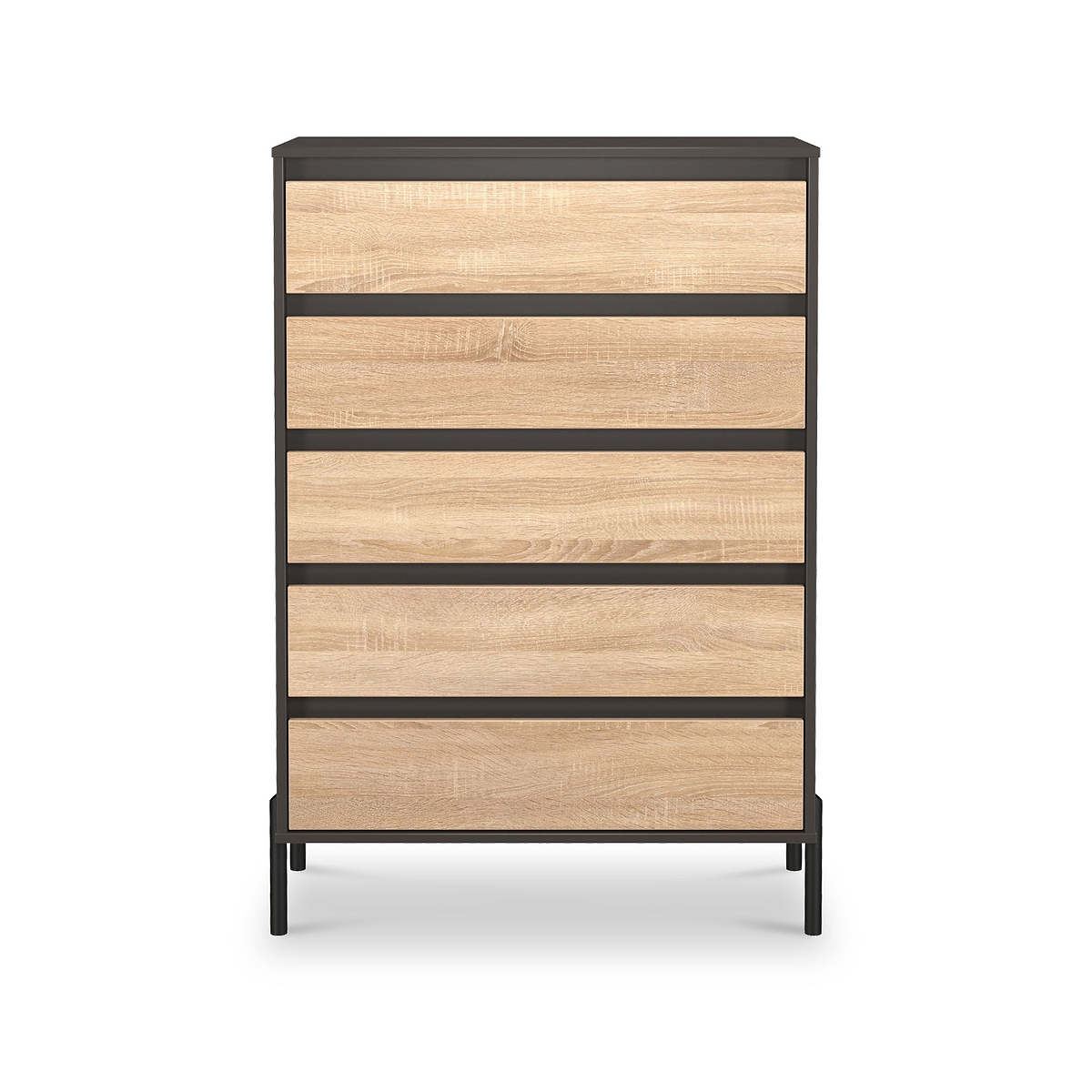 Axton 5 Drawer Chest Oak Graphite from Roseland Furniture