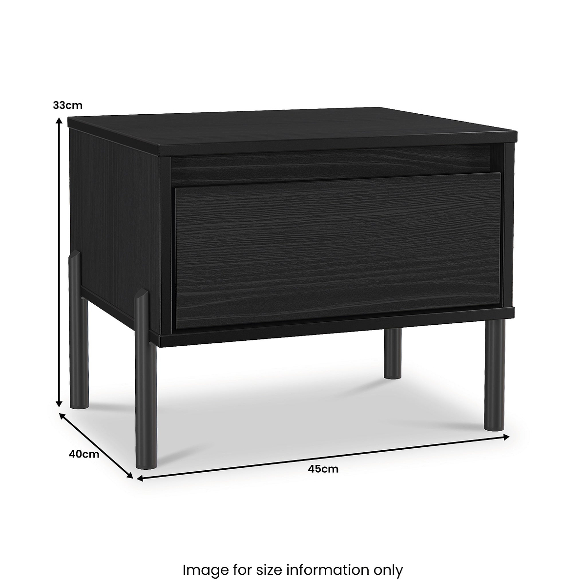Axton 1 Drawer Bedside Black Ash from Roseland 