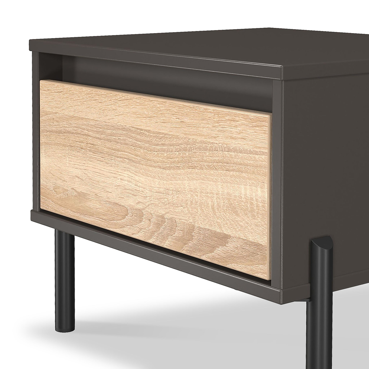 Axton 1 Drawer Bedside Oak Graphite from Roseland Furniture