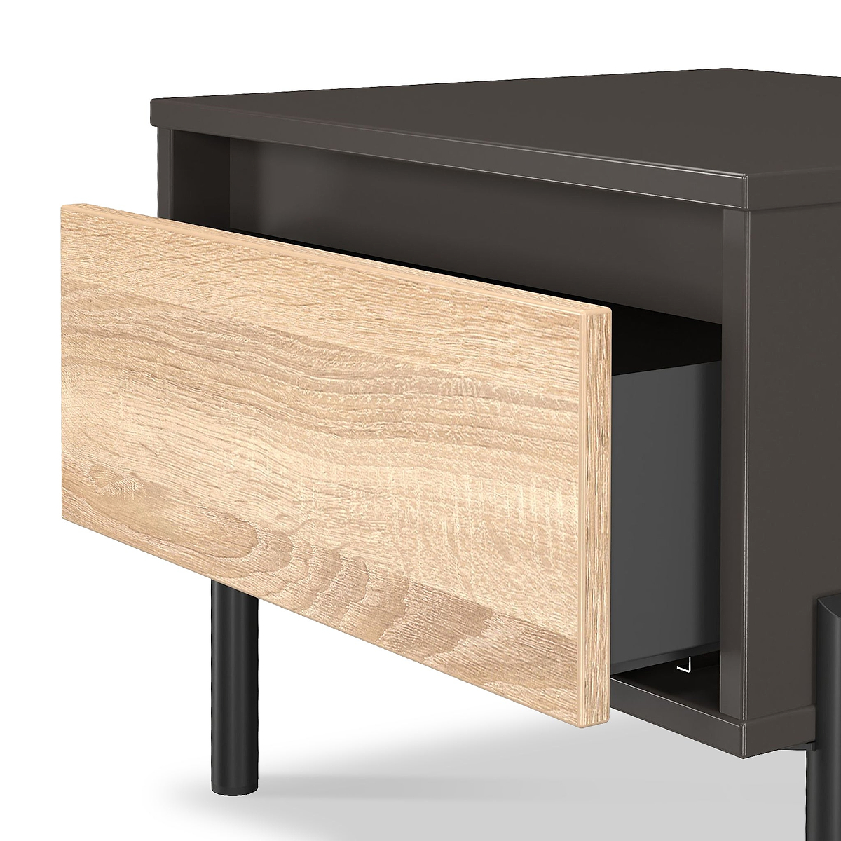 Axton 1 Drawer Bedside Oak Graphite from Roseland Furniture