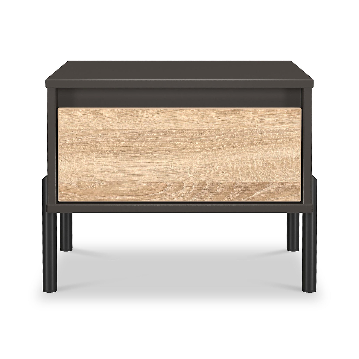 Axton 1 Drawer Bedside Oak Graphite from Roseland Furniture