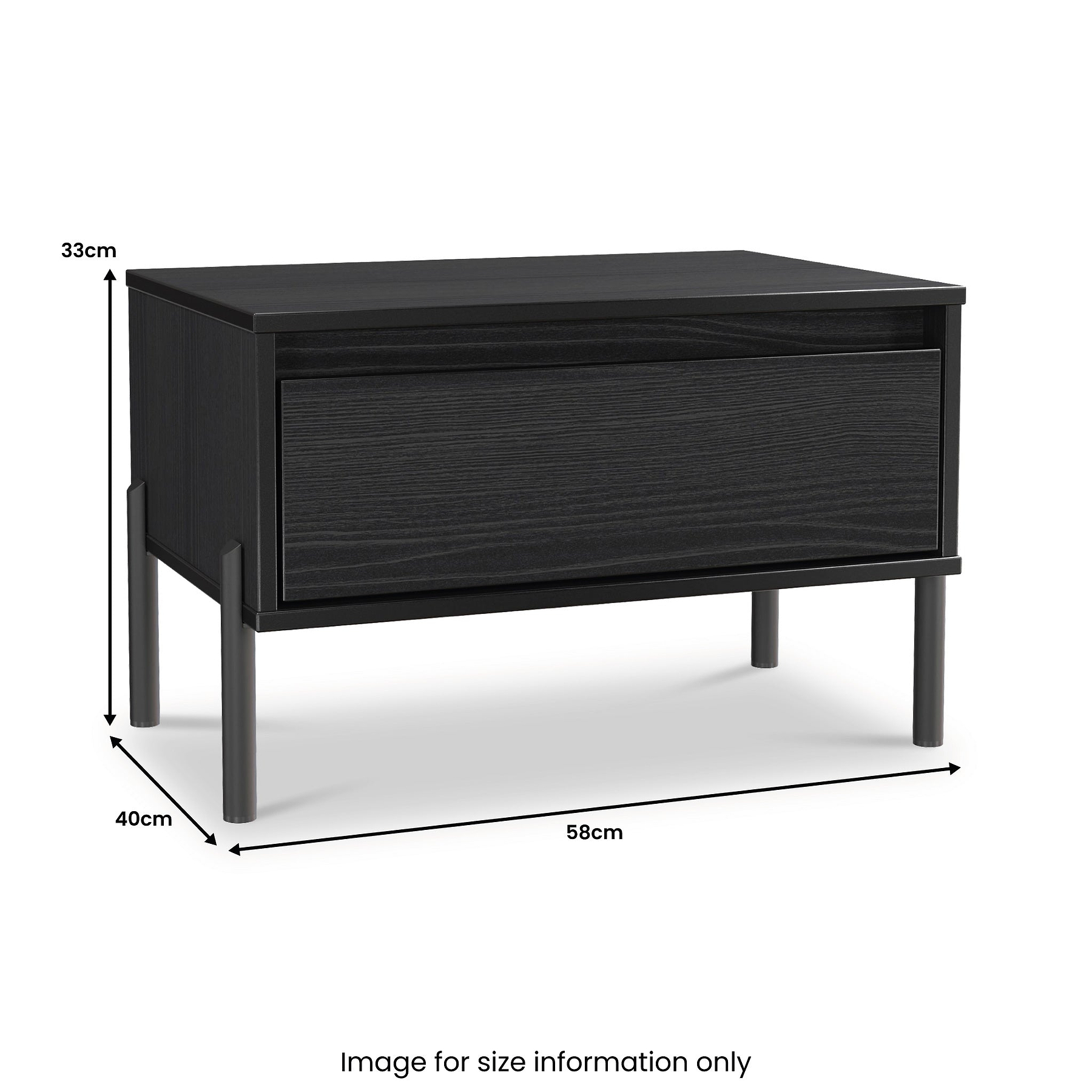 Axton 1 Drawer Wide Bedside Black Ash from Roseland 