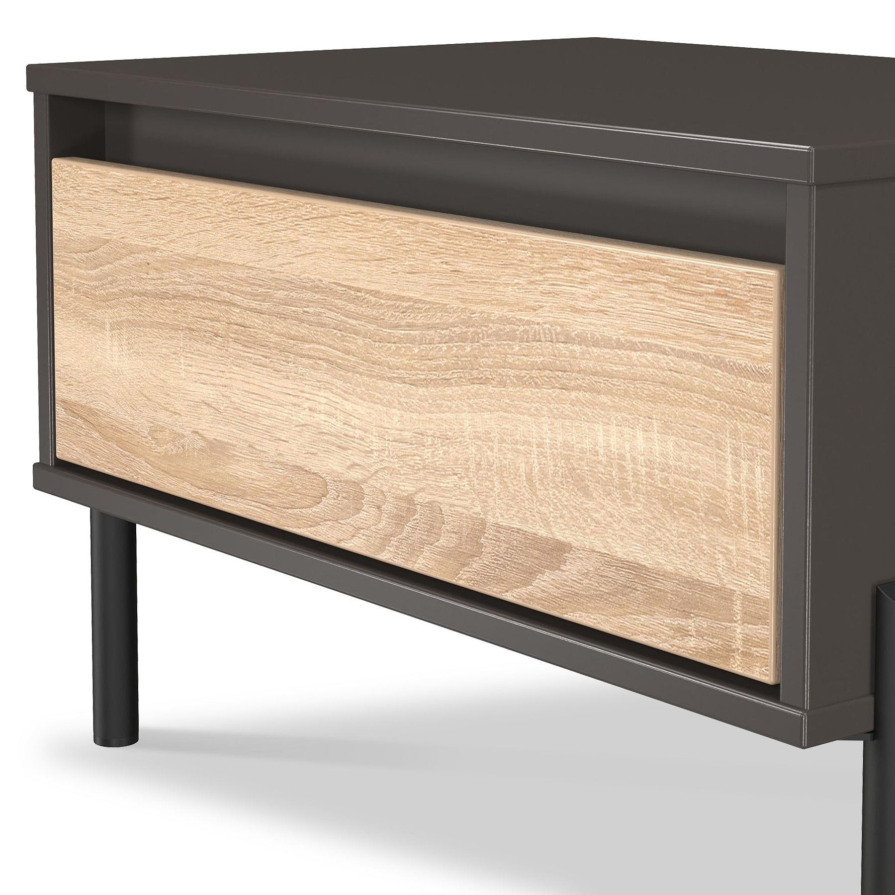 Axton1 Drawer Wide Bedside Oak Graphite from Roseland Furniture