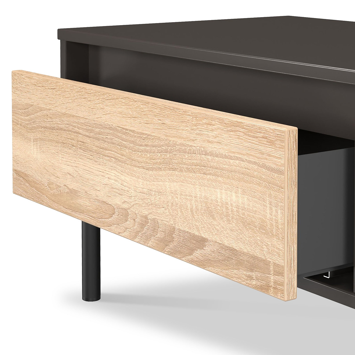 Axton1 Drawer Wide Bedside Oak Graphite from Roseland Furniture