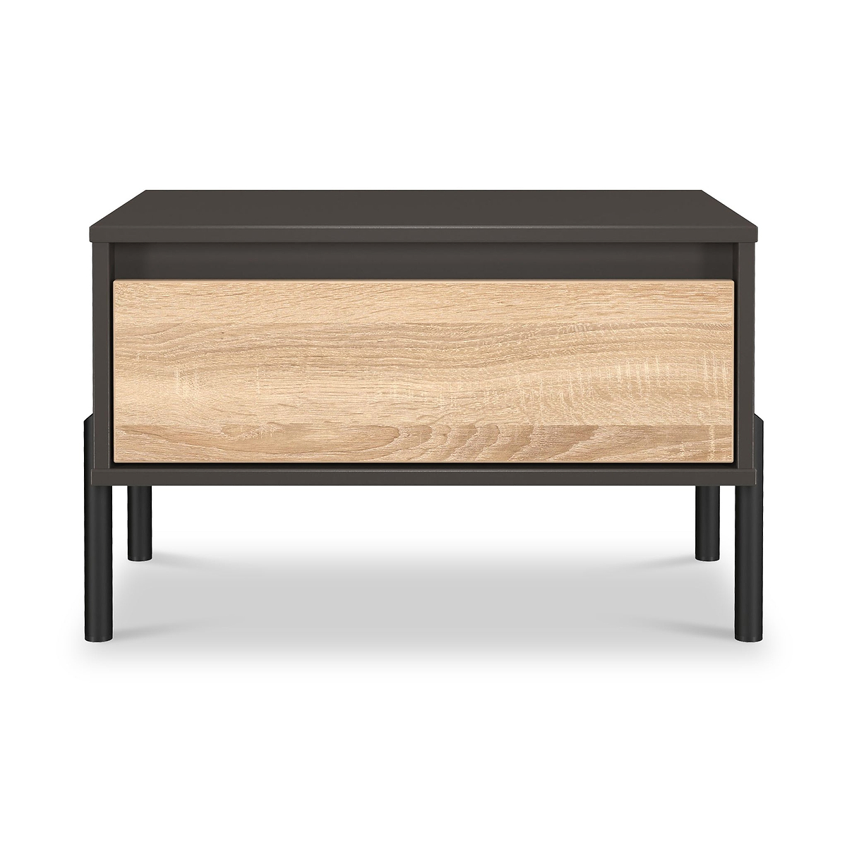 Axton1 Drawer Wide Bedside Oak Graphite from Roseland Furniture