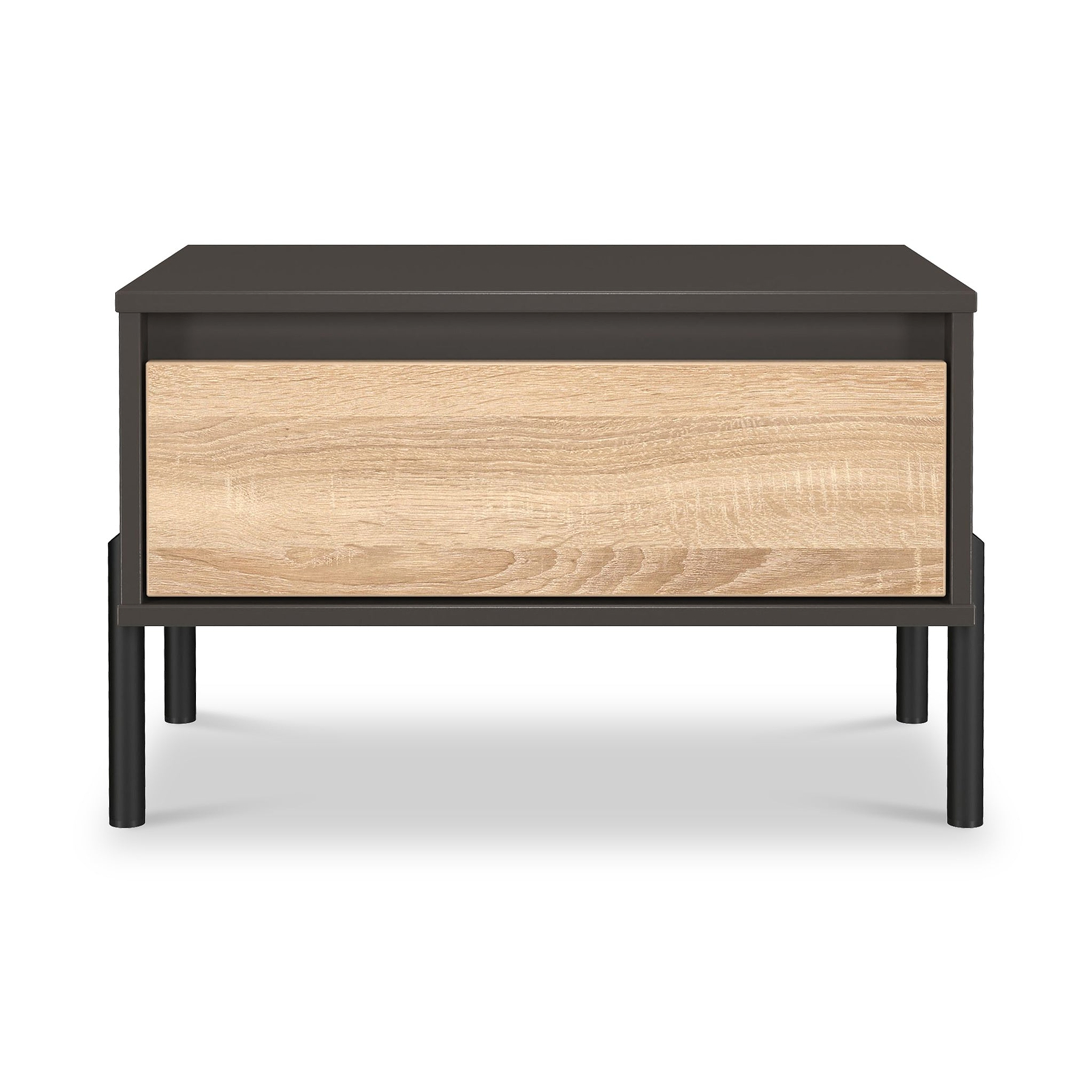 Axton1 Drawer Wide Bedside Oak Graphite from Roseland Furniture