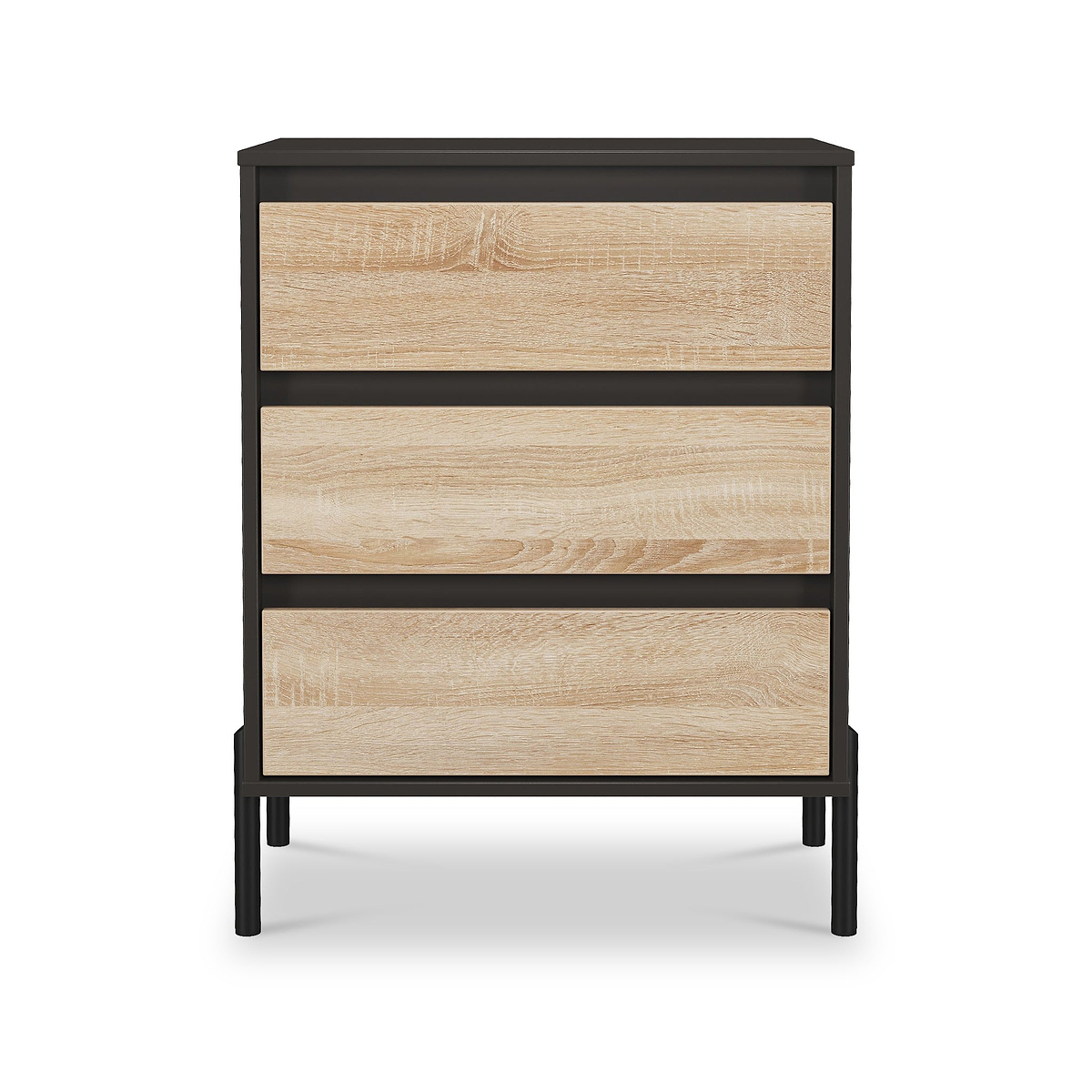 Axton 3 Drawer Compact Chest Oak Graphite from Roseland Furniture