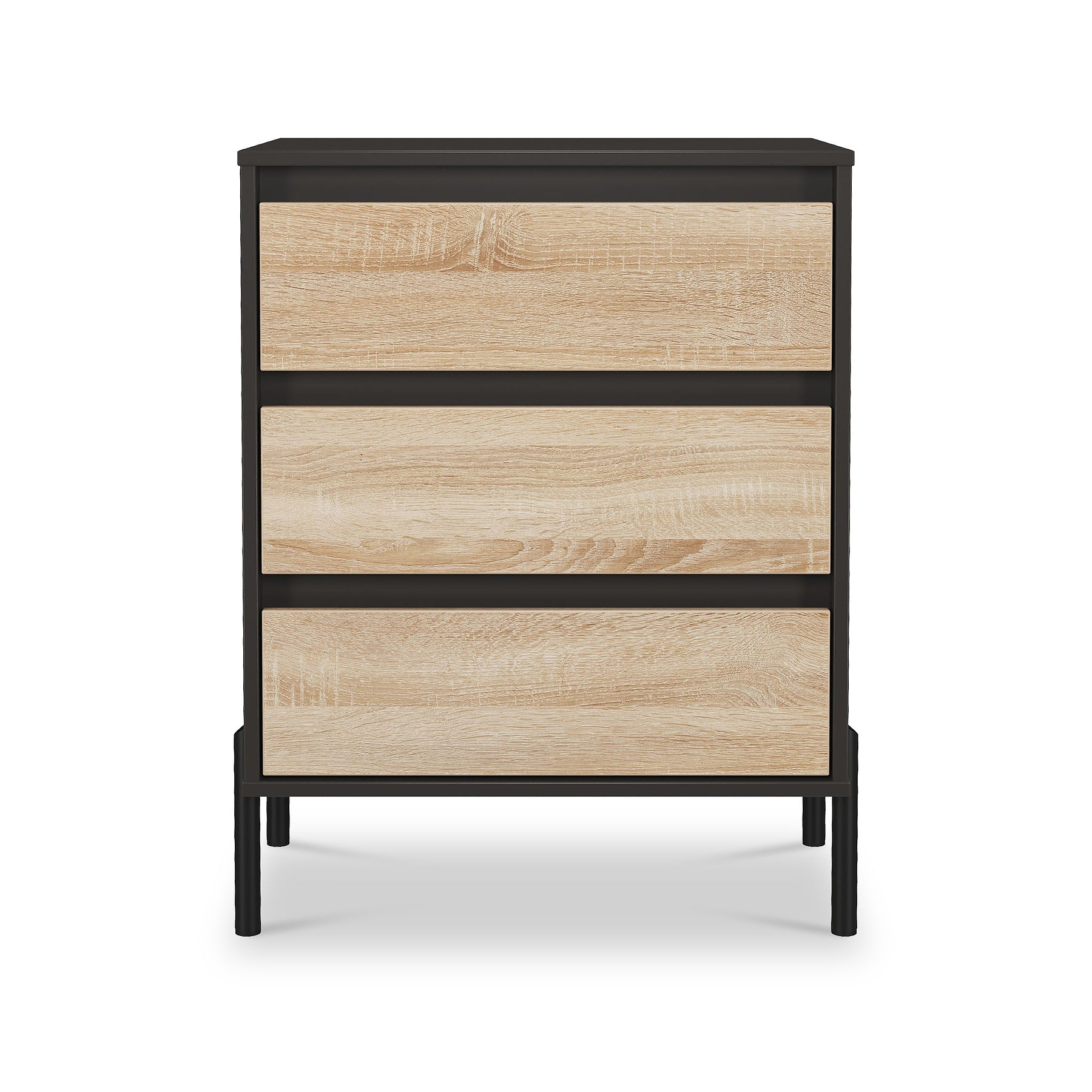 Axton 3 Drawer Compact Chest Oak Graphite from Roseland Furniture