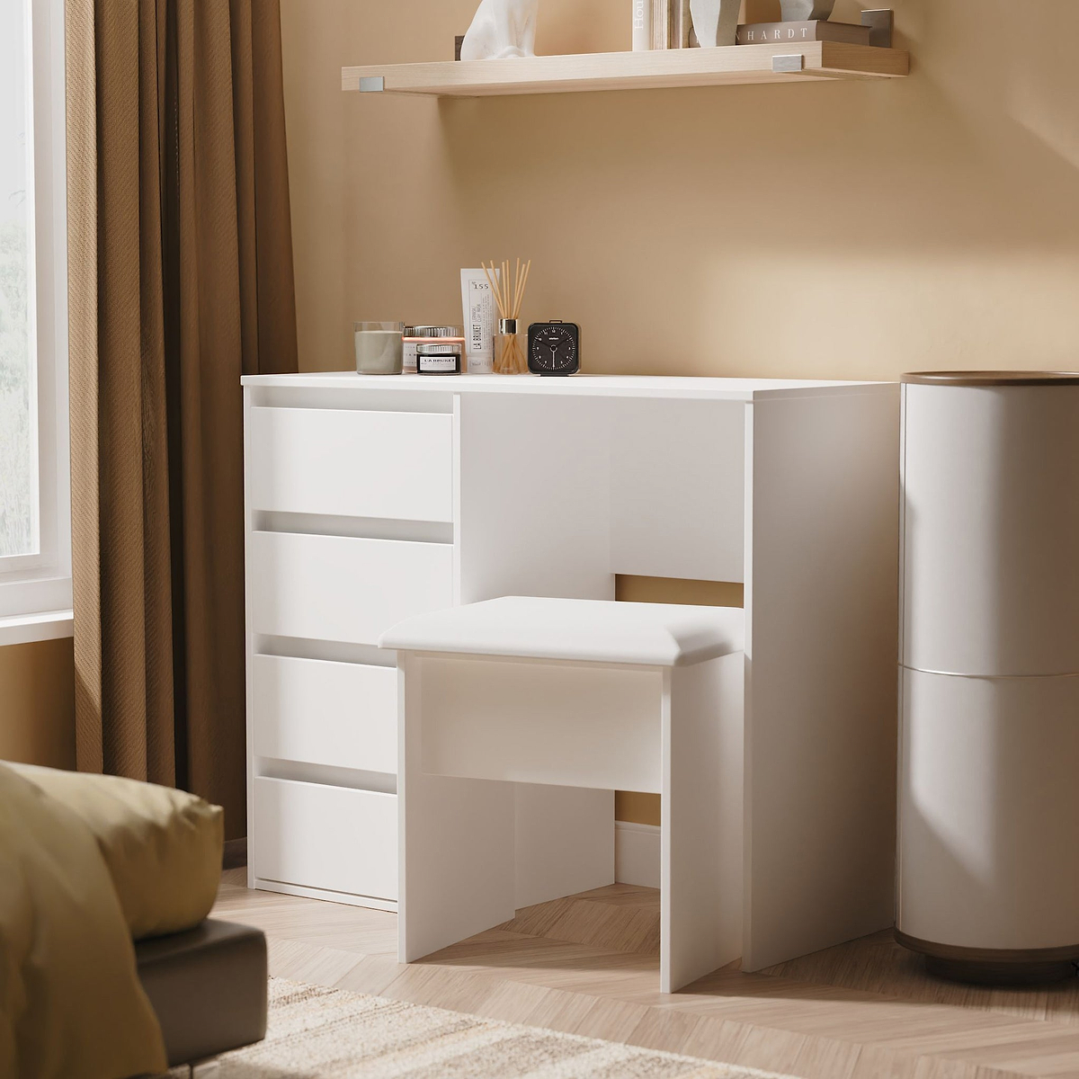 Axton 4 Drawer Dressing Table White Matt from Roseland Furniture