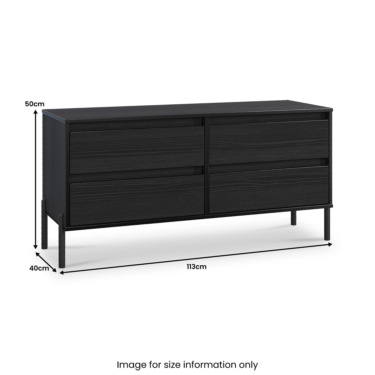 Axton 4 Drawer Low Storage Unit Black Ash from Roseland Furniture