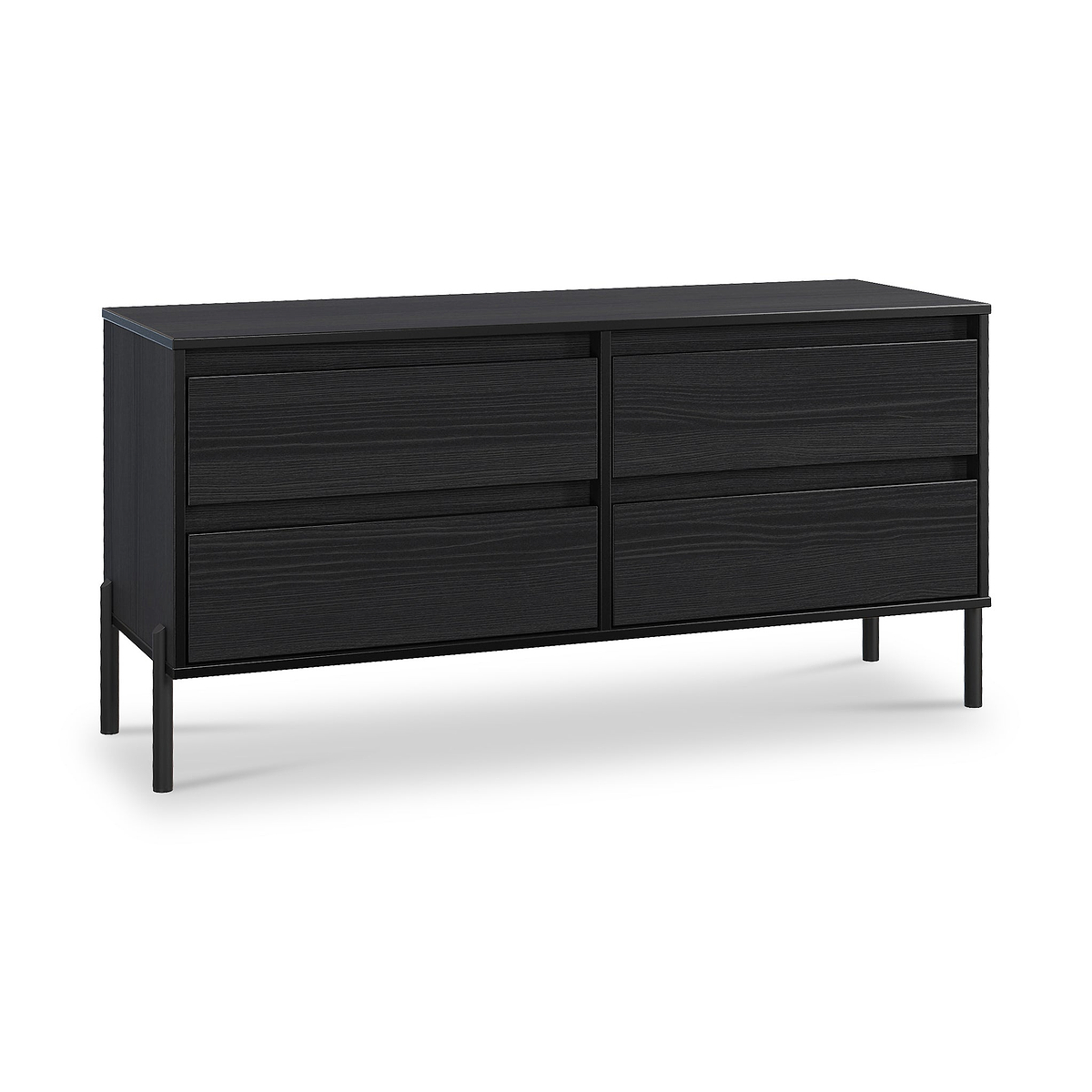 Axton 4 Drawer Low Storage Unit Black Ash from Roseland Furniture