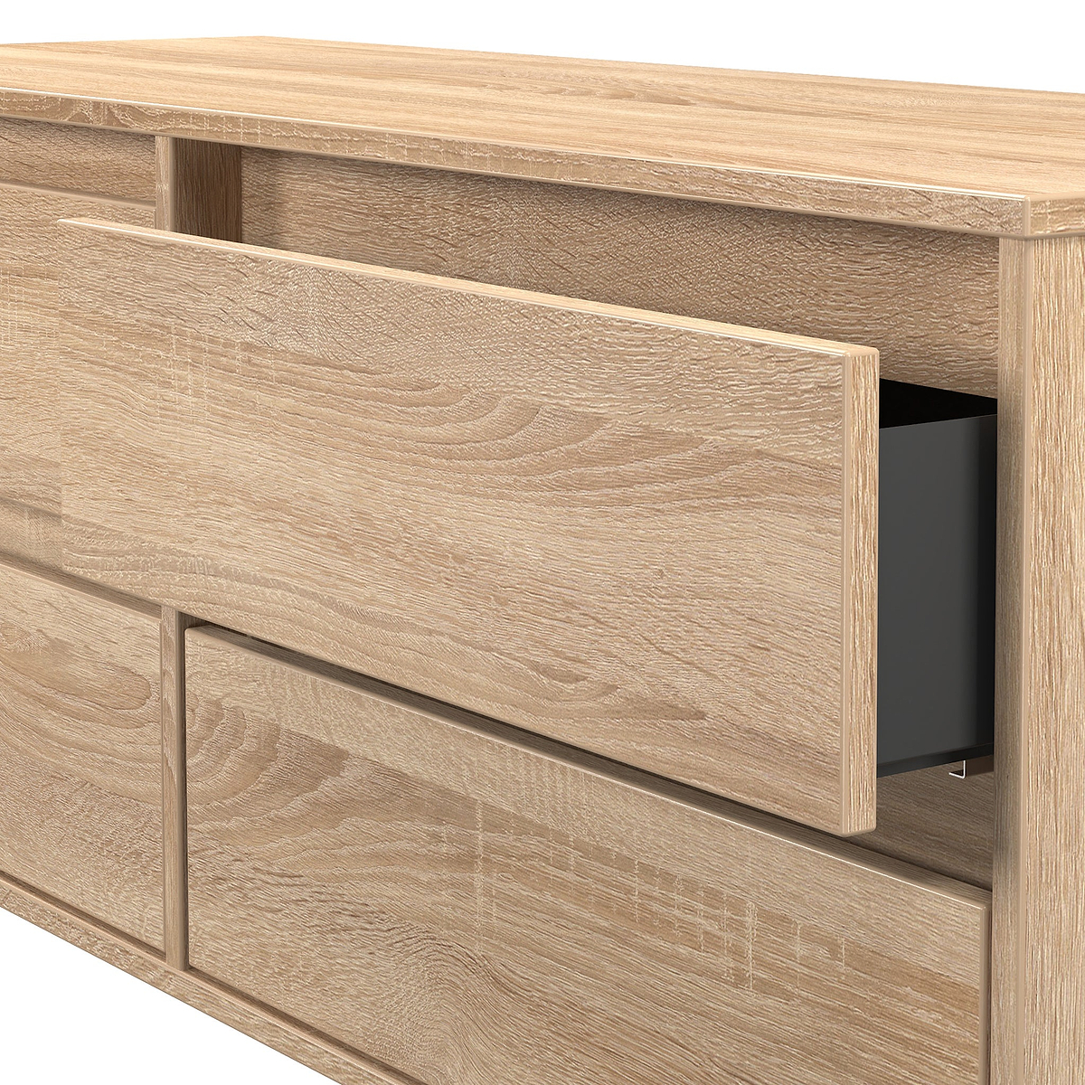 Axton 4 Drawer Low Storage Unit Oak from Roseland Furniture