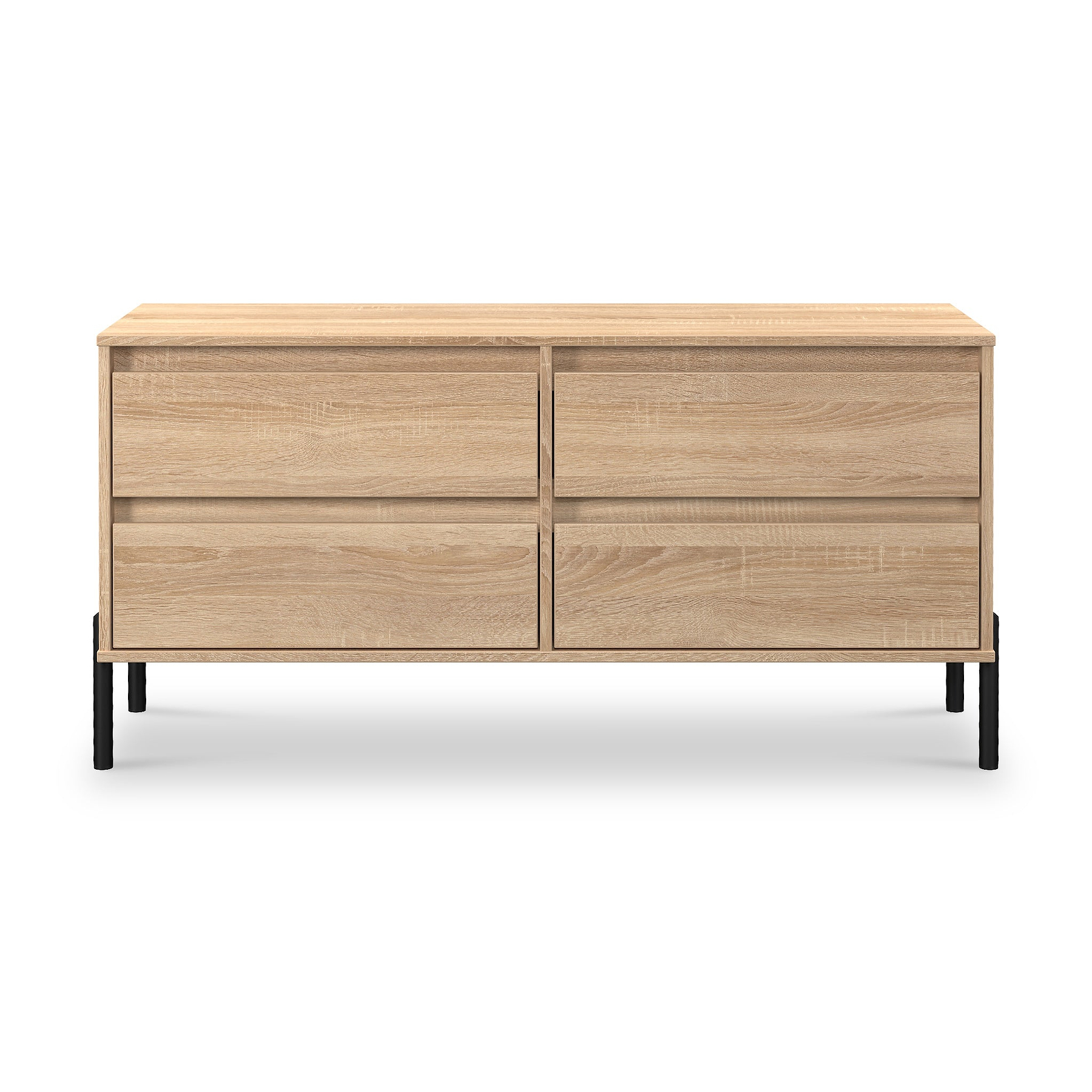 Axton 4 Drawer Low Storage Unit Oak from Roseland Furniture