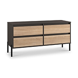 Axton 4 Drawer Low Storage Unit Oak Graphite from Roseland Furniture