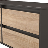 Axton 4 Drawer Low Storage Unit Oak Graphite from Roseland Furniture