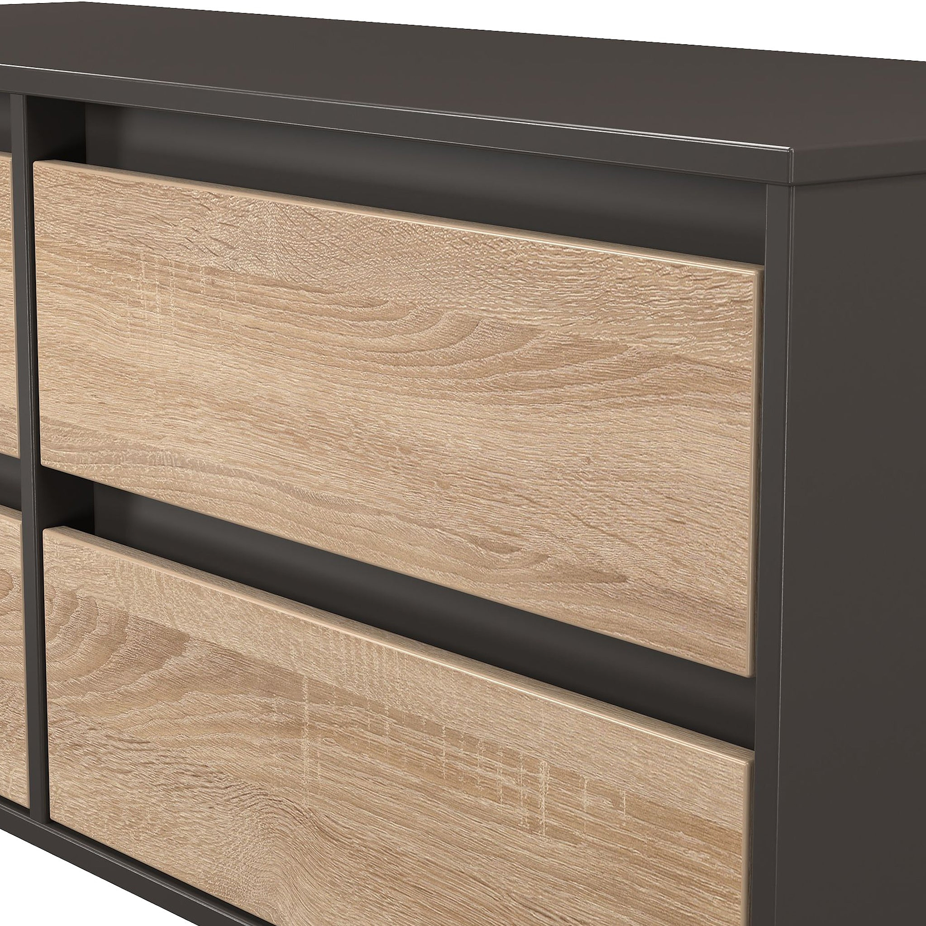 Axton 4 Drawer Low Storage Unit Oak Graphite from Roseland Furniture