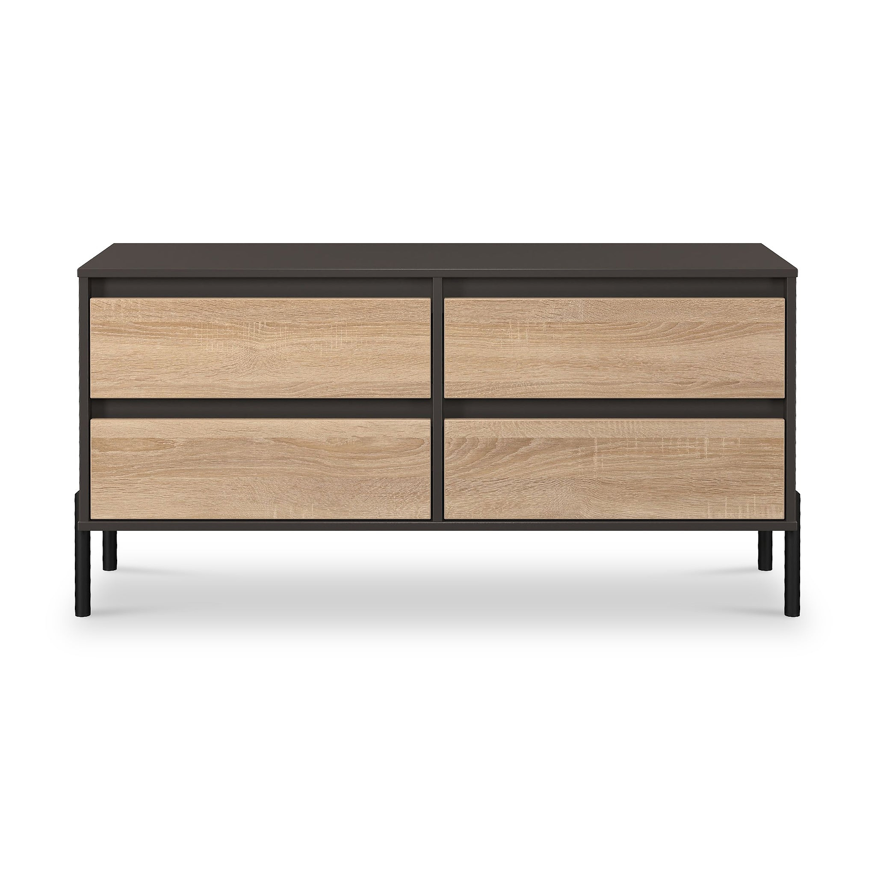 Axton 4 Drawer Low Storage Unit Oak Graphite from Roseland Furniture