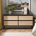 Axton 4 Drawer Low Storage Unit Oak Graphite from Roseland Furniture