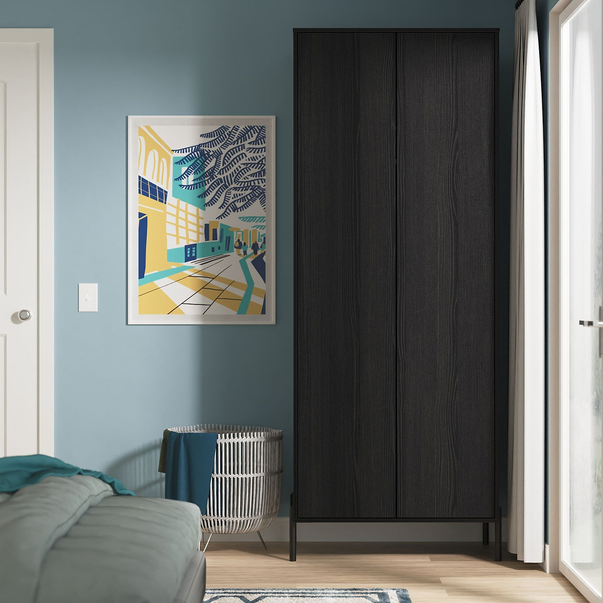 Axton Double Wardrobe Black Ash from Roseland Furniture
