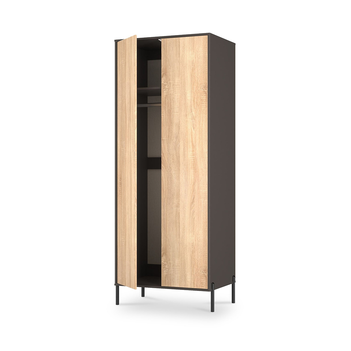 Axton Double Wardrobe Oak Graphite from Roseland Furniture