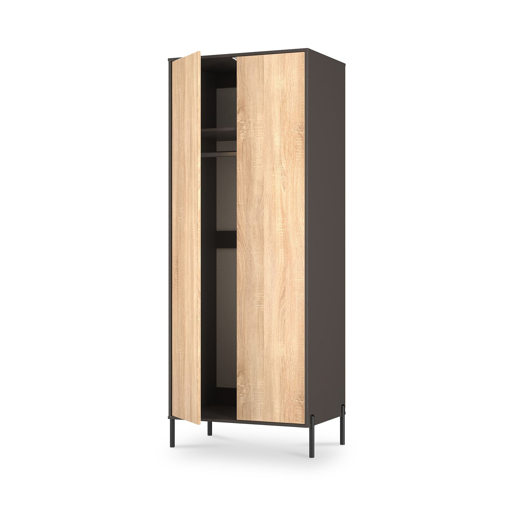 Axton Double Wardrobe Oak Graphite from Roseland Furniture