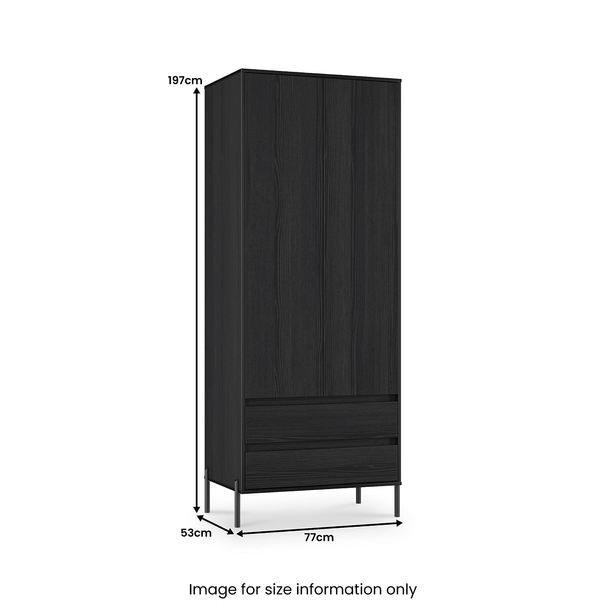 Axton Double Wardrobe 2 Drawers Black Ash from Roseland Furniture