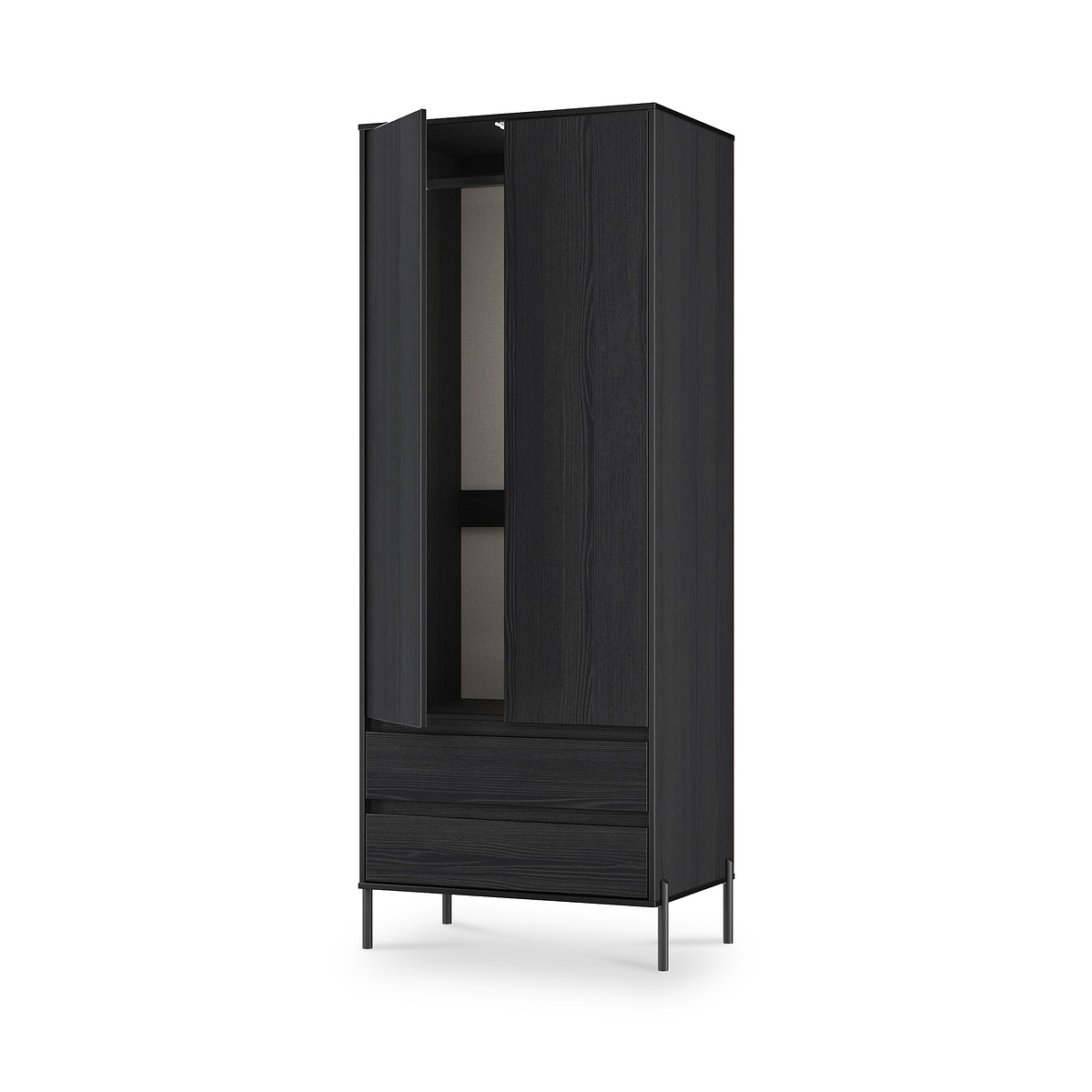 Axton Double Wardrobe 2 Drawers Black Ash from Roseland Furniture