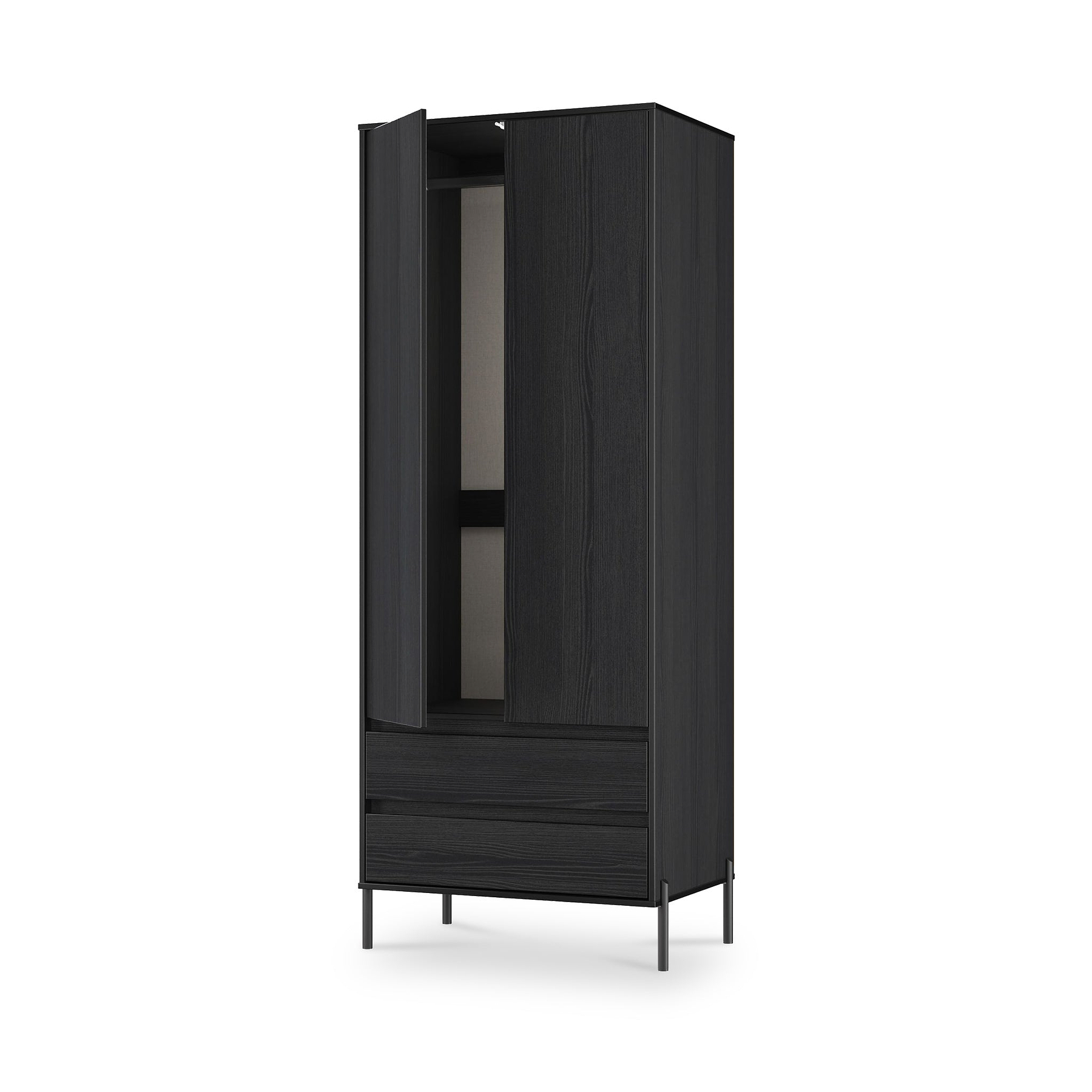 Axton Double Wardrobe 2 Drawers Black Ash from Roseland Furniture