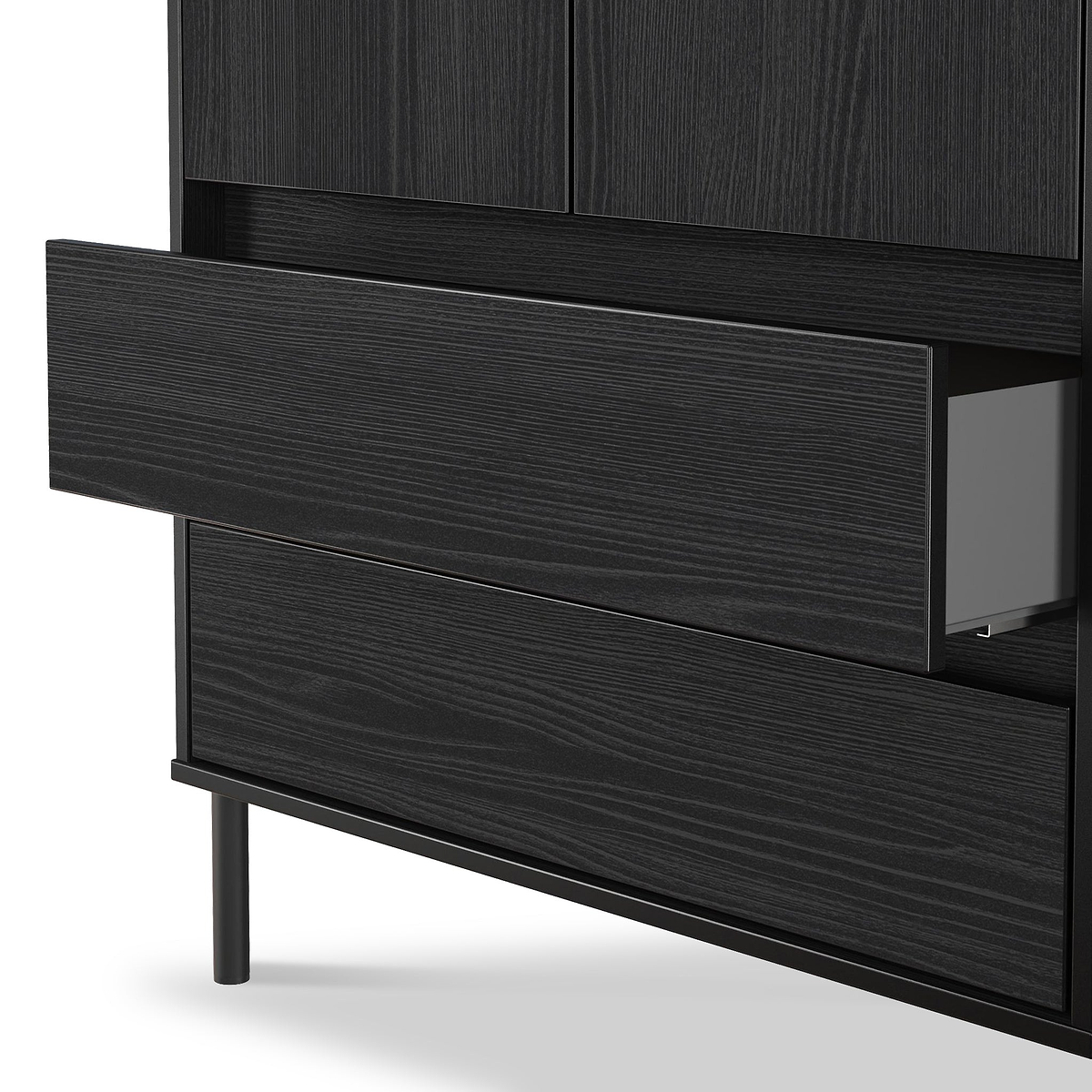 Axton Double Wardrobe 2 Drawers Black Ash from Roseland Furniture