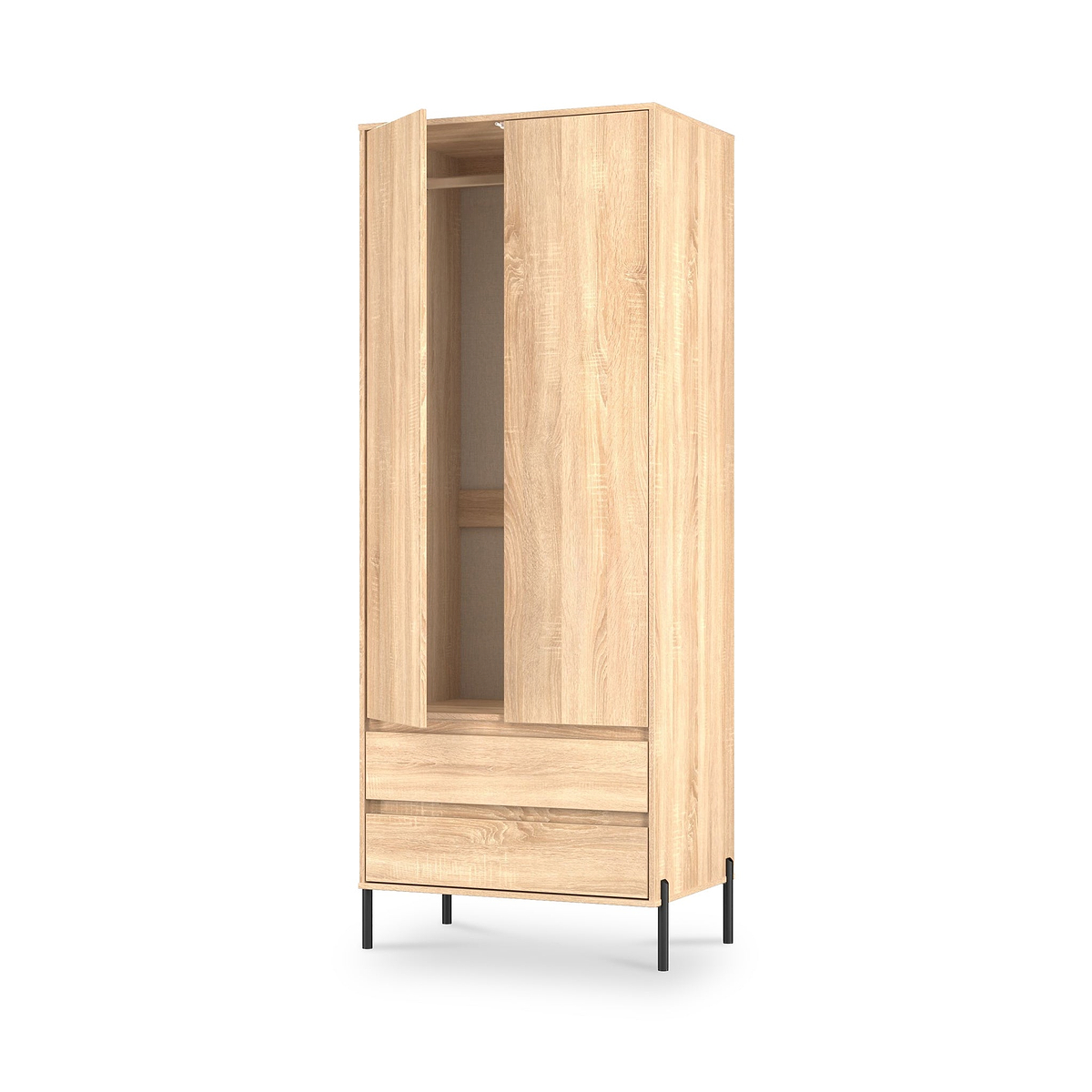 Axton Double Wardrobe 2 Drawers Oak from Roseland Furniture
