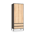 Axton Double Wardrobe 2 Drawers Oak Graphite from Roseland Furniture