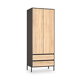 Axton Double Wardrobe 2 Drawers Oak Graphite from Roseland Furniture