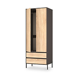 Axton Double Wardrobe 2 Drawers Oak Graphite from Roseland Furniture