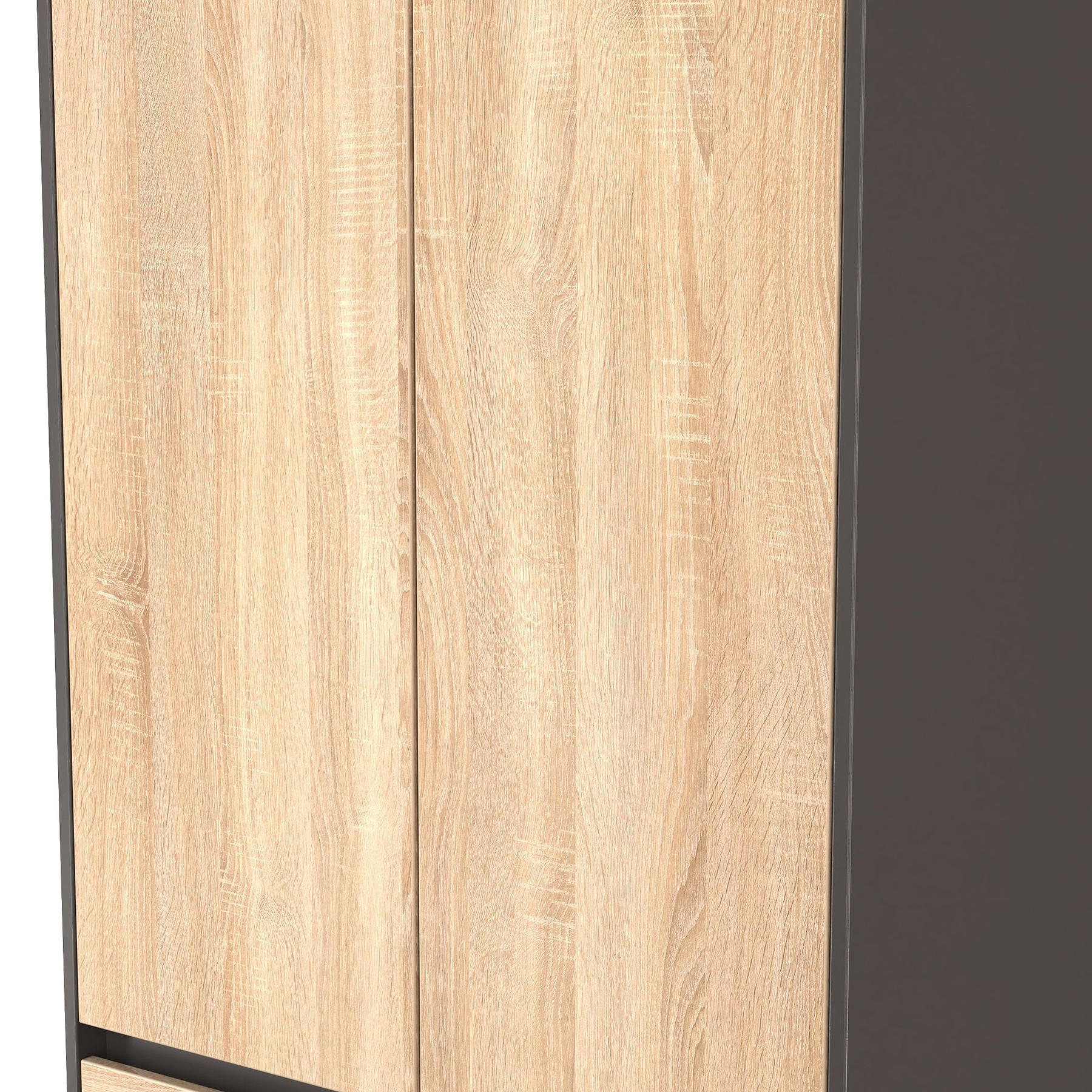 Axton Double Wardrobe 2 Drawers Oak Graphite from Roseland Furniture