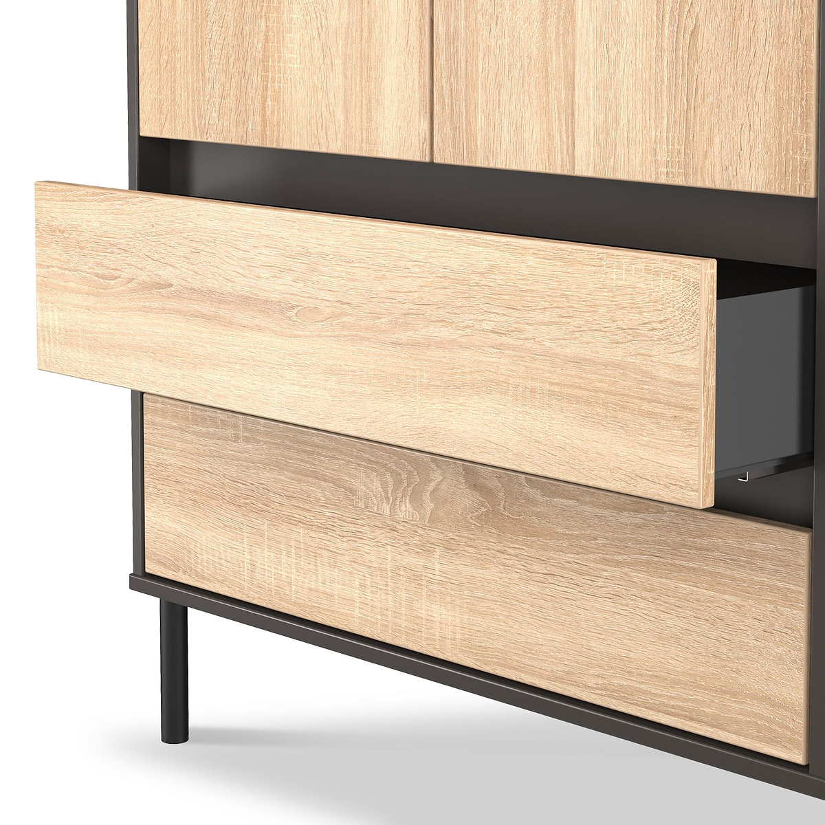 Axton Double Wardrobe 2 Drawers Oak Graphite from Roseland Furniture