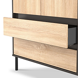 Axton Double Wardrobe 2 Drawers Oak Graphite from Roseland Furniture