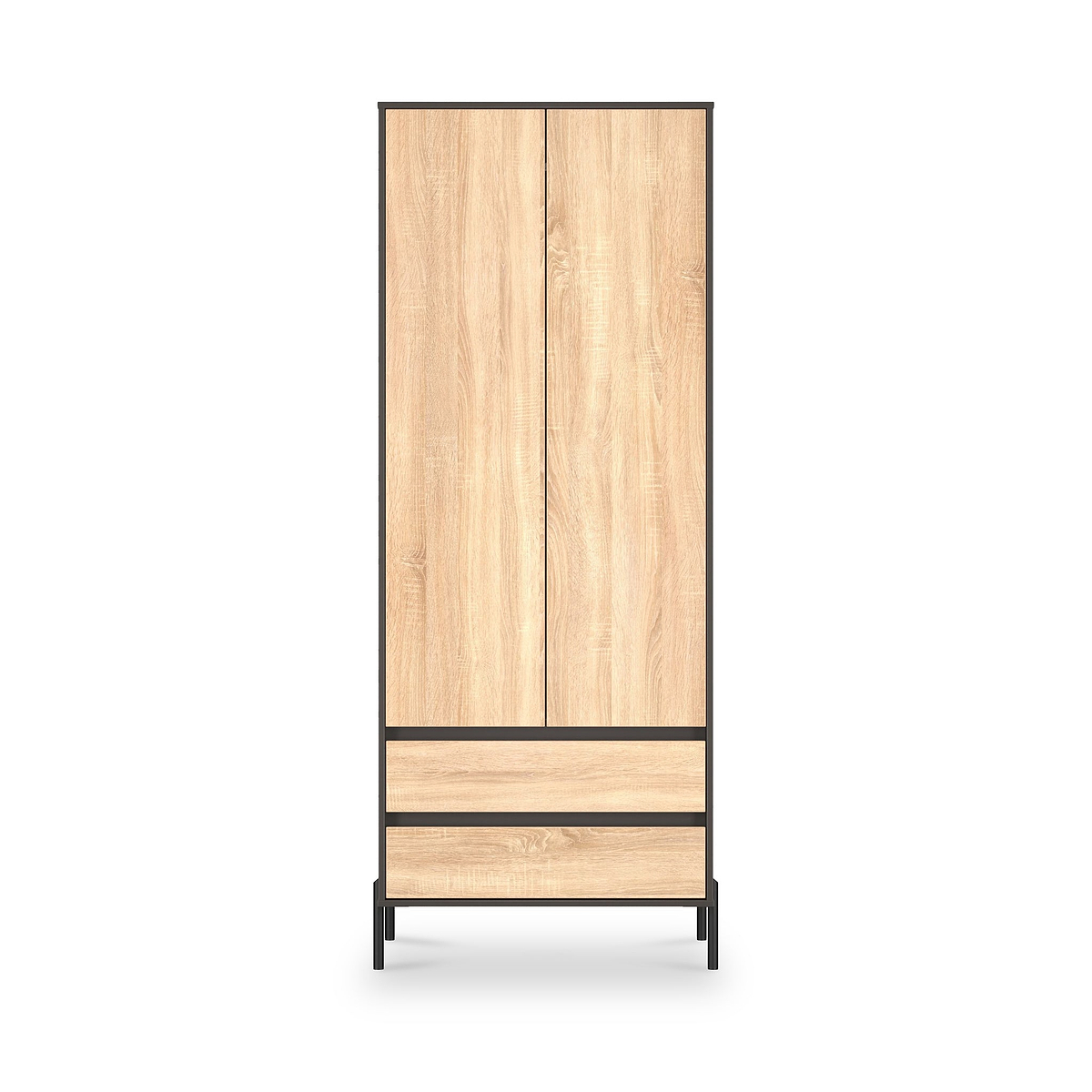 Axton Double Wardrobe 2 Drawers Oak Graphite from Roseland Furniture