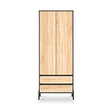 Axton Double Wardrobe 2 Drawers Oak Graphite from Roseland Furniture