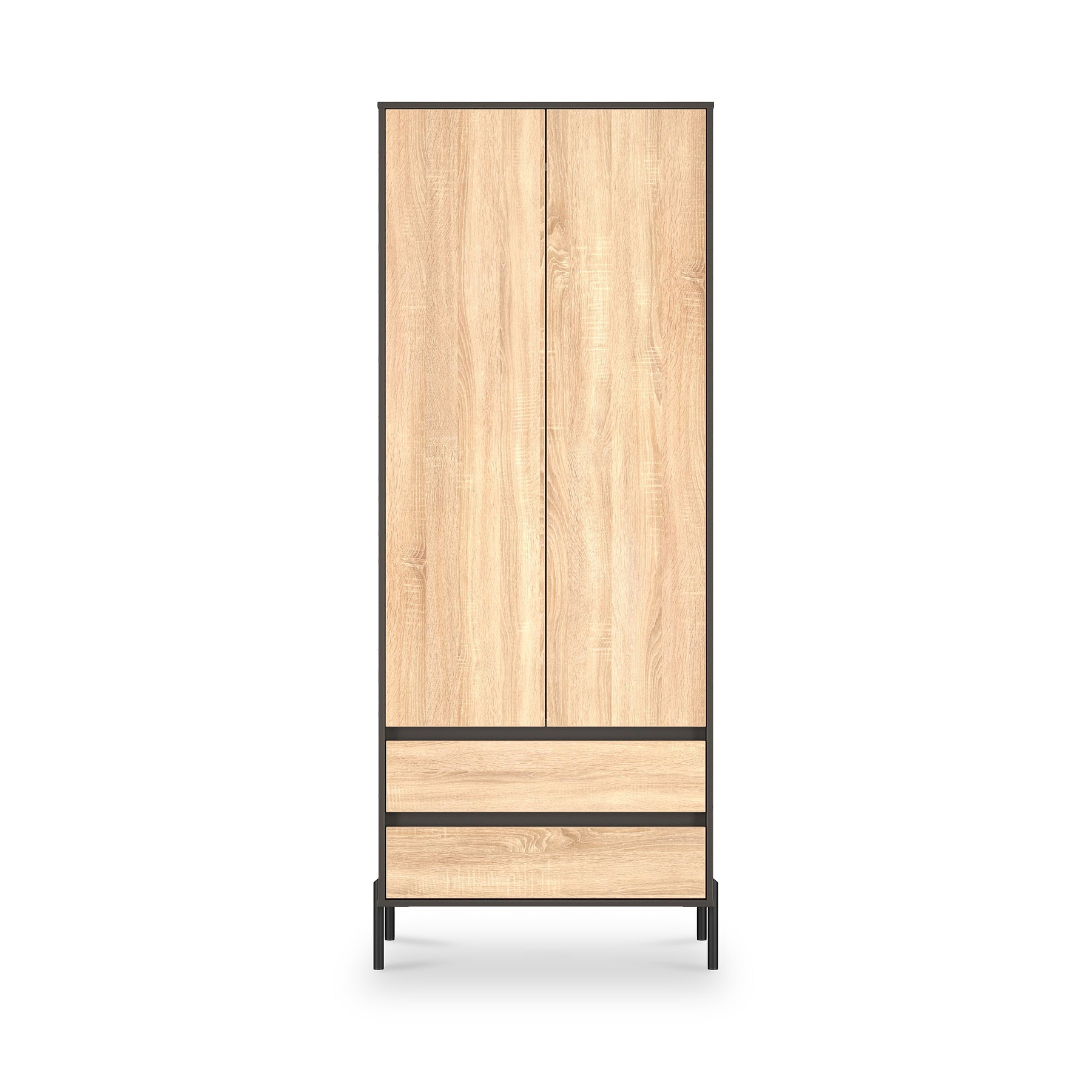 Axton Double Wardrobe 2 Drawers Oak Graphite from Roseland Furniture