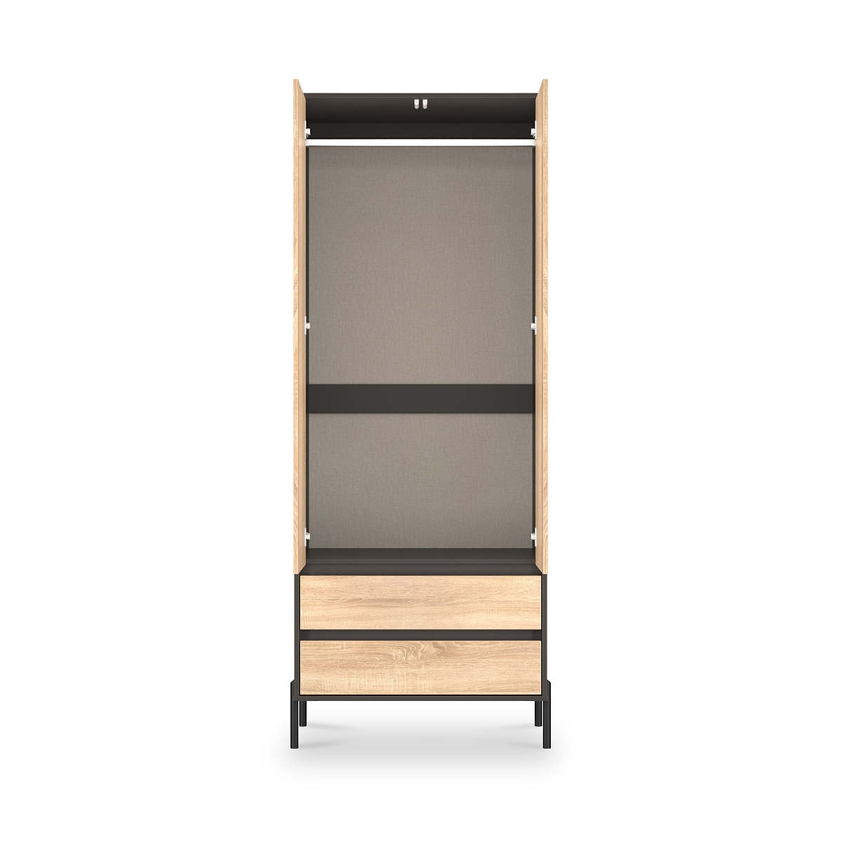Axton Double Wardrobe 2 Drawers Oak Graphite from Roseland Furniture