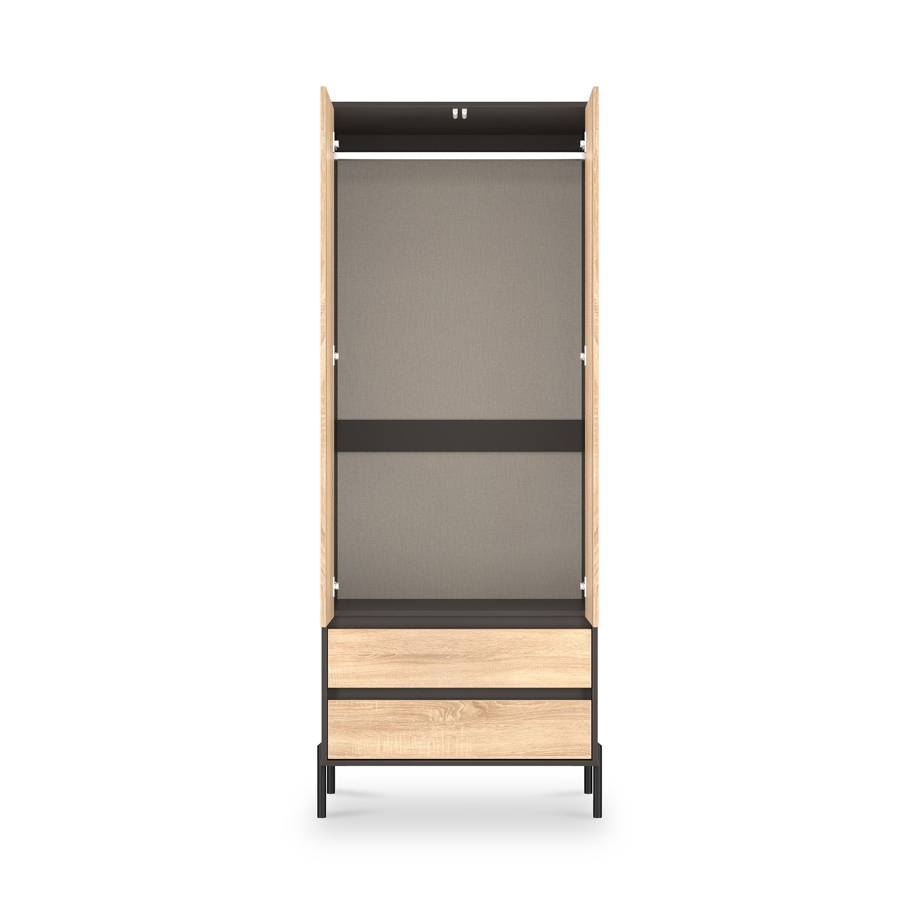 Axton Double Wardrobe 2 Drawers Oak Graphite from Roseland Furniture